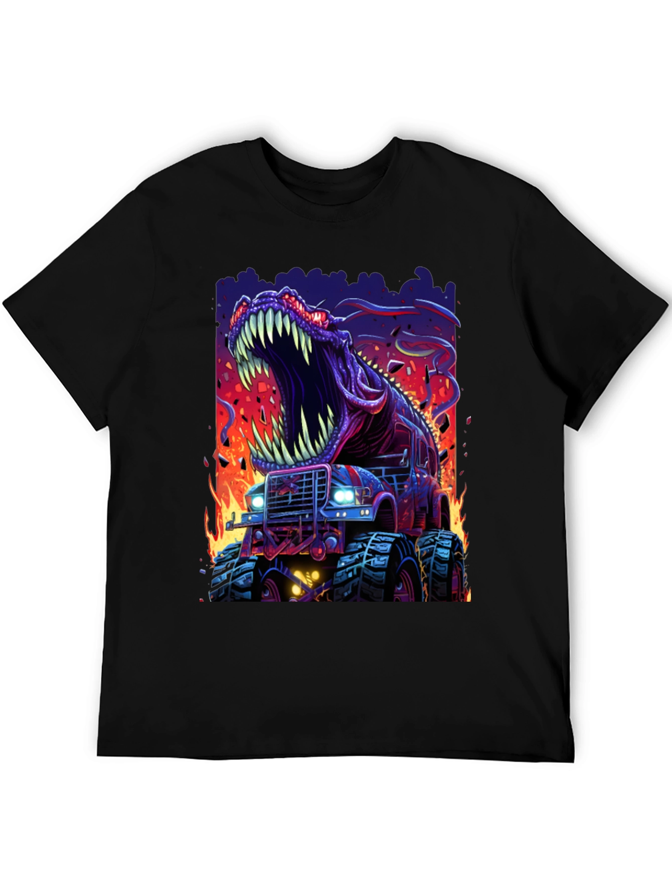 Dino Truck T-Shirt: Roaring Monster Vehicle Tee