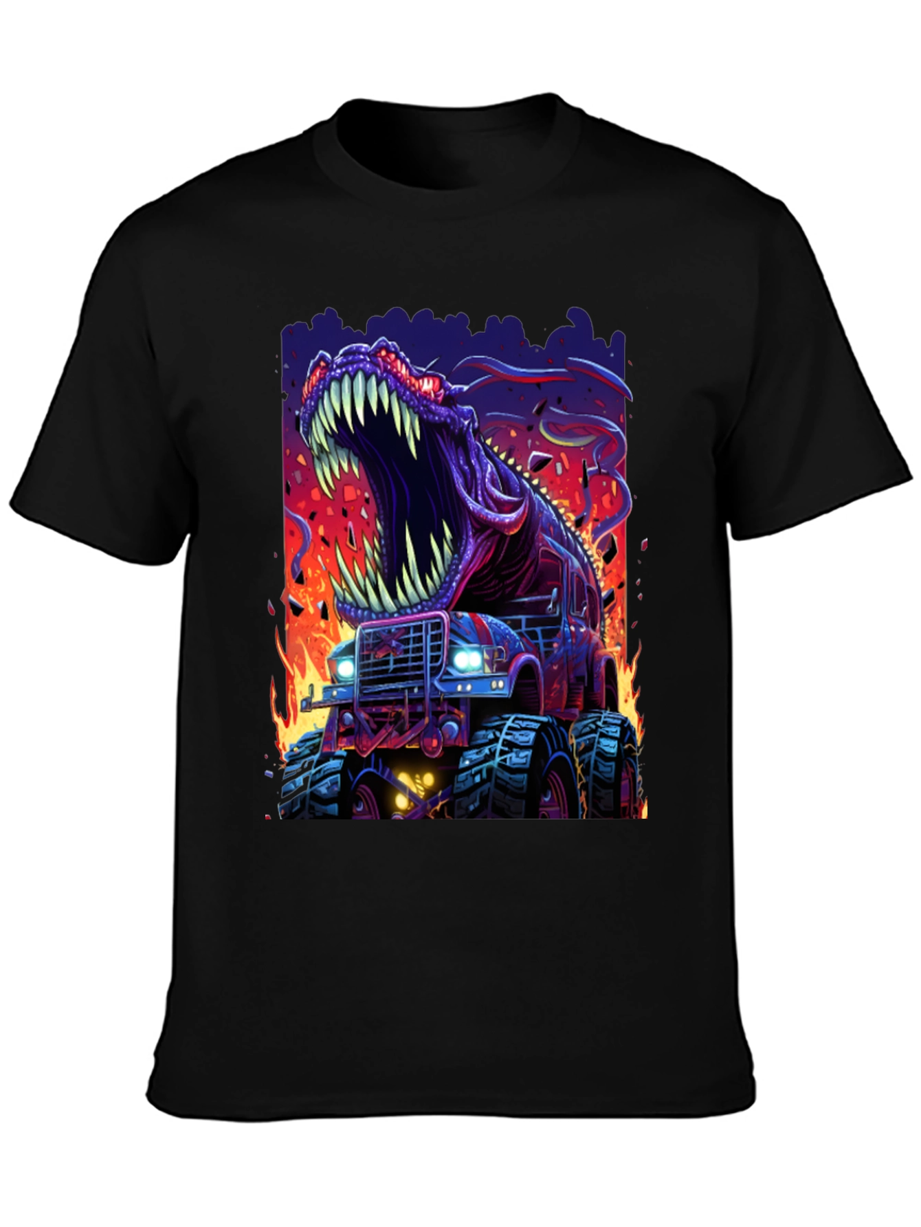 Dino Truck T-Shirt: Roaring Monster Vehicle Tee