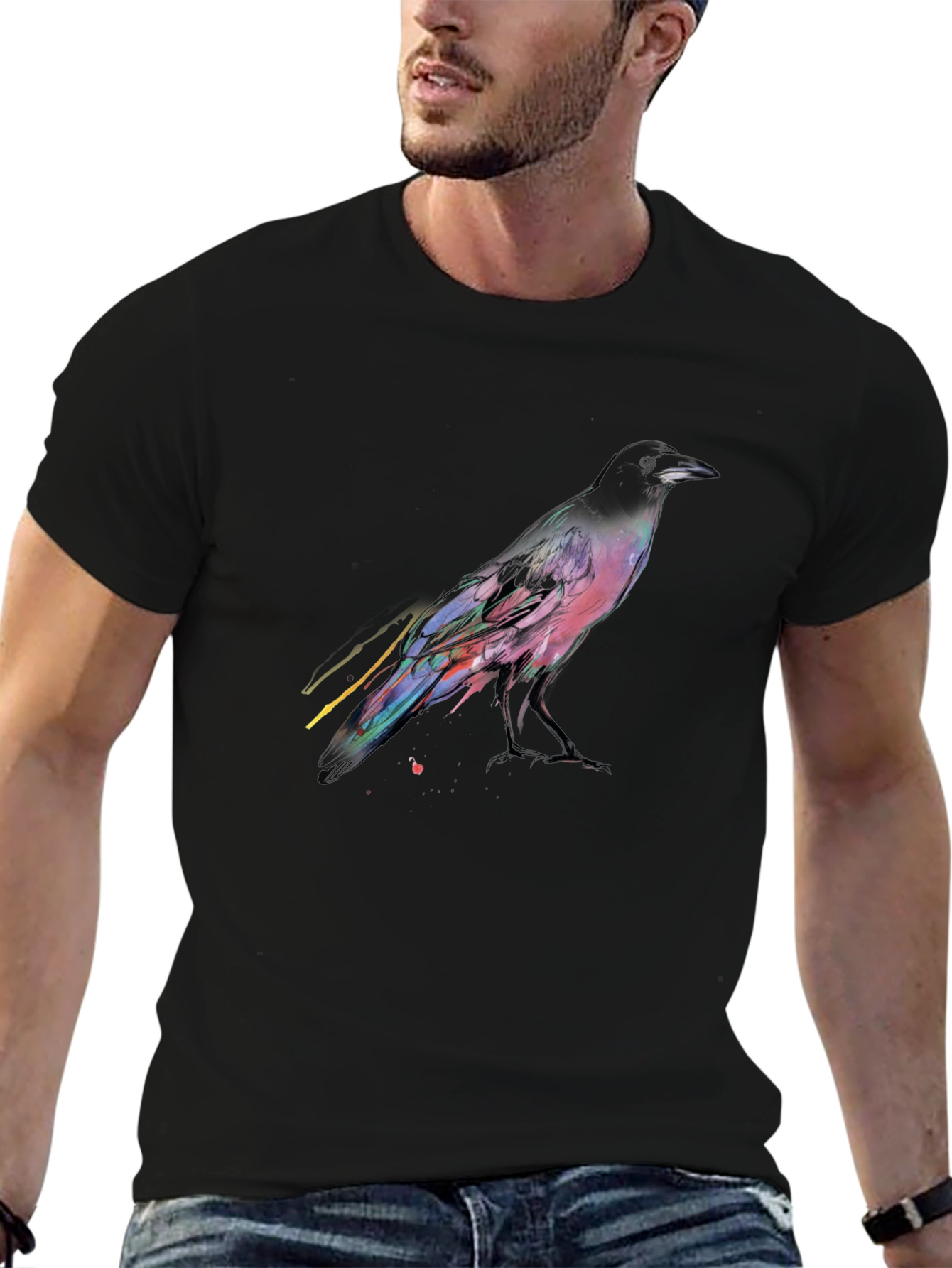 Raven Graphic Print Black T-Shirt