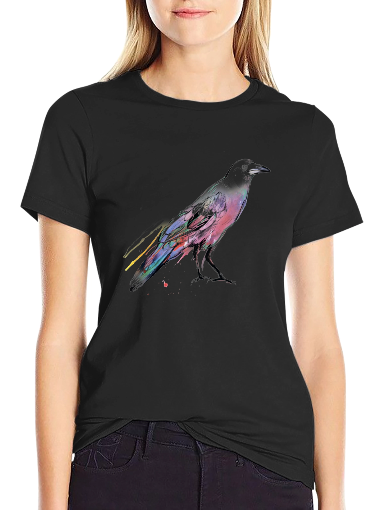 Raven Graphic Print Black T-Shirt