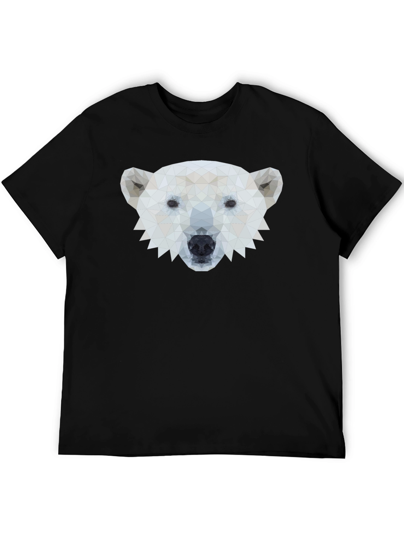 Geometric Polar Bear Graphic Tee - Black