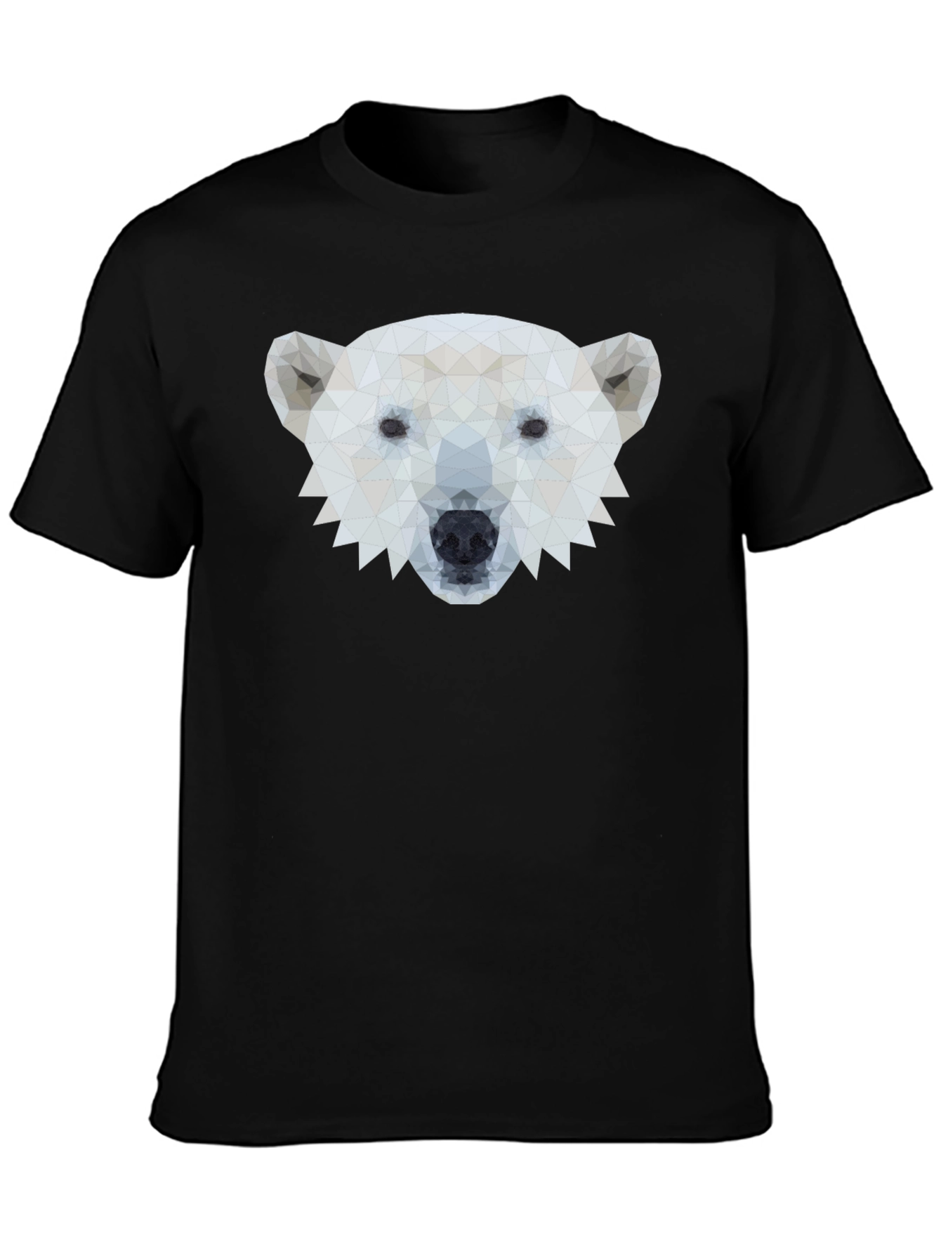 Geometric Polar Bear Graphic Tee - Black