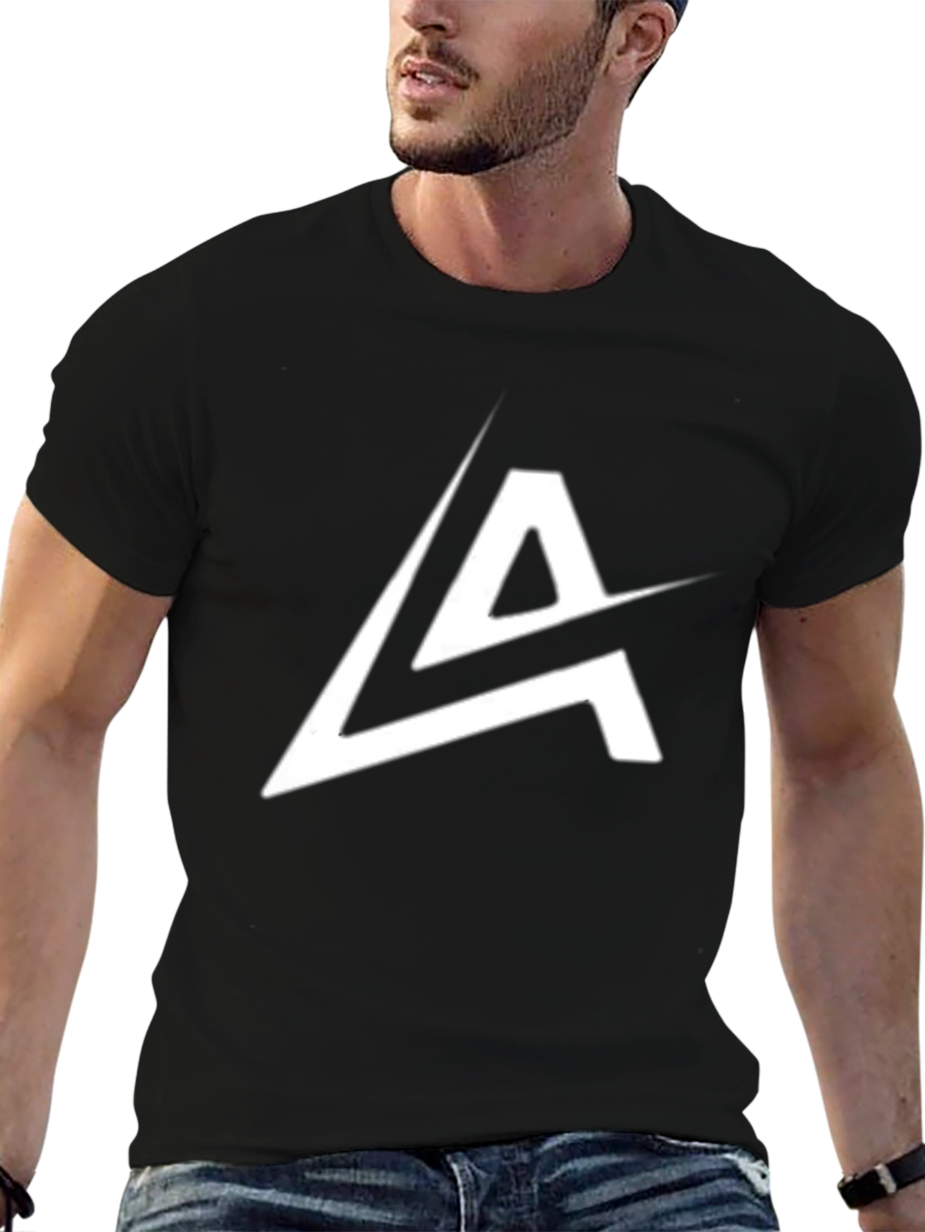 Mens Black Graphic Tee - Modern A Logo