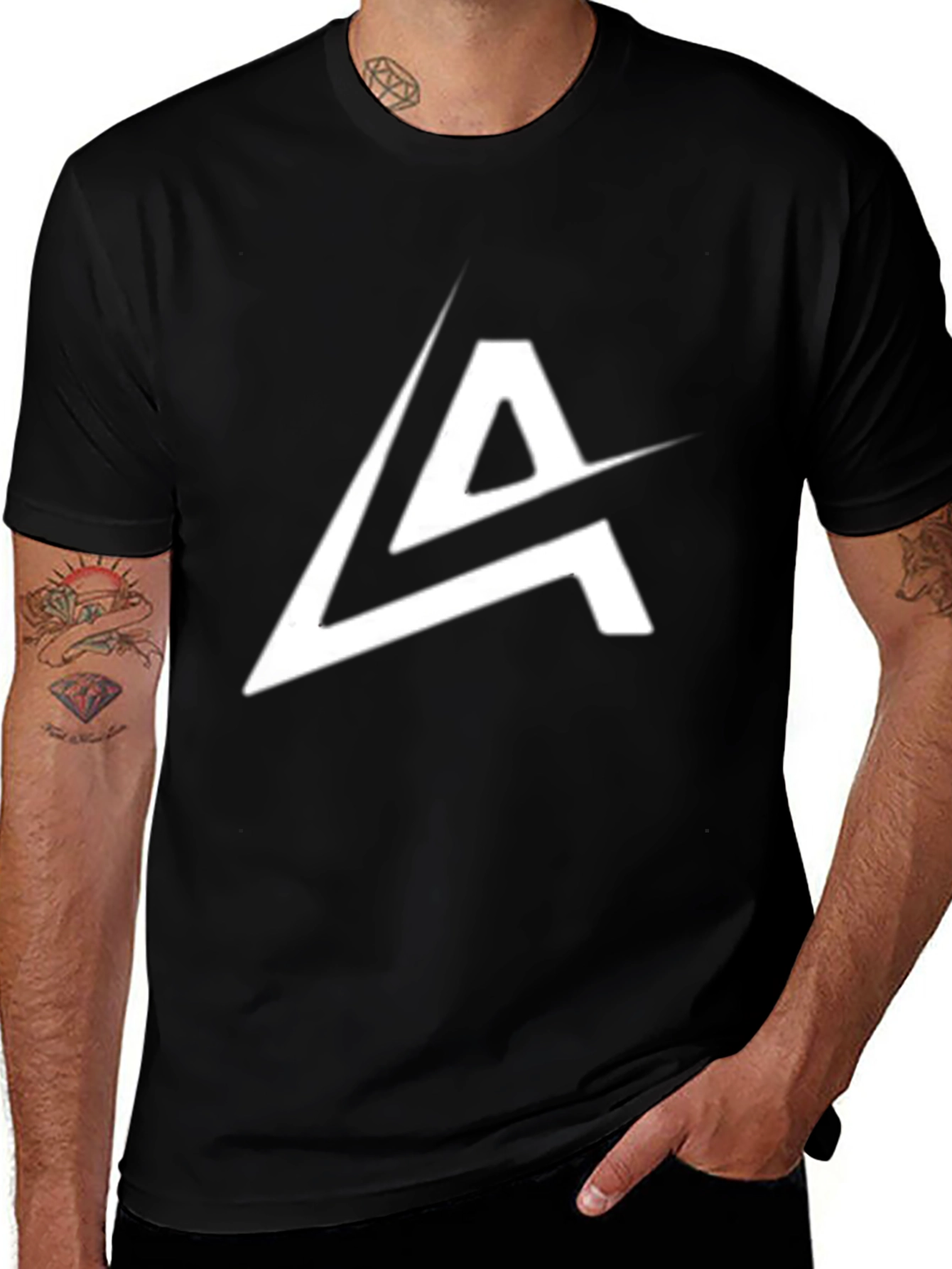 Mens Black Graphic Tee - Modern A Logo
