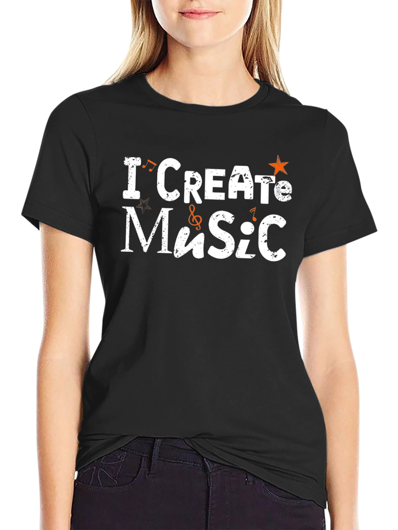 I Create Music Graphic Tee - Black Cotton T-Shirt