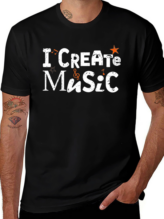 I Create Music Graphic Tee - Black Cotton T-Shirt