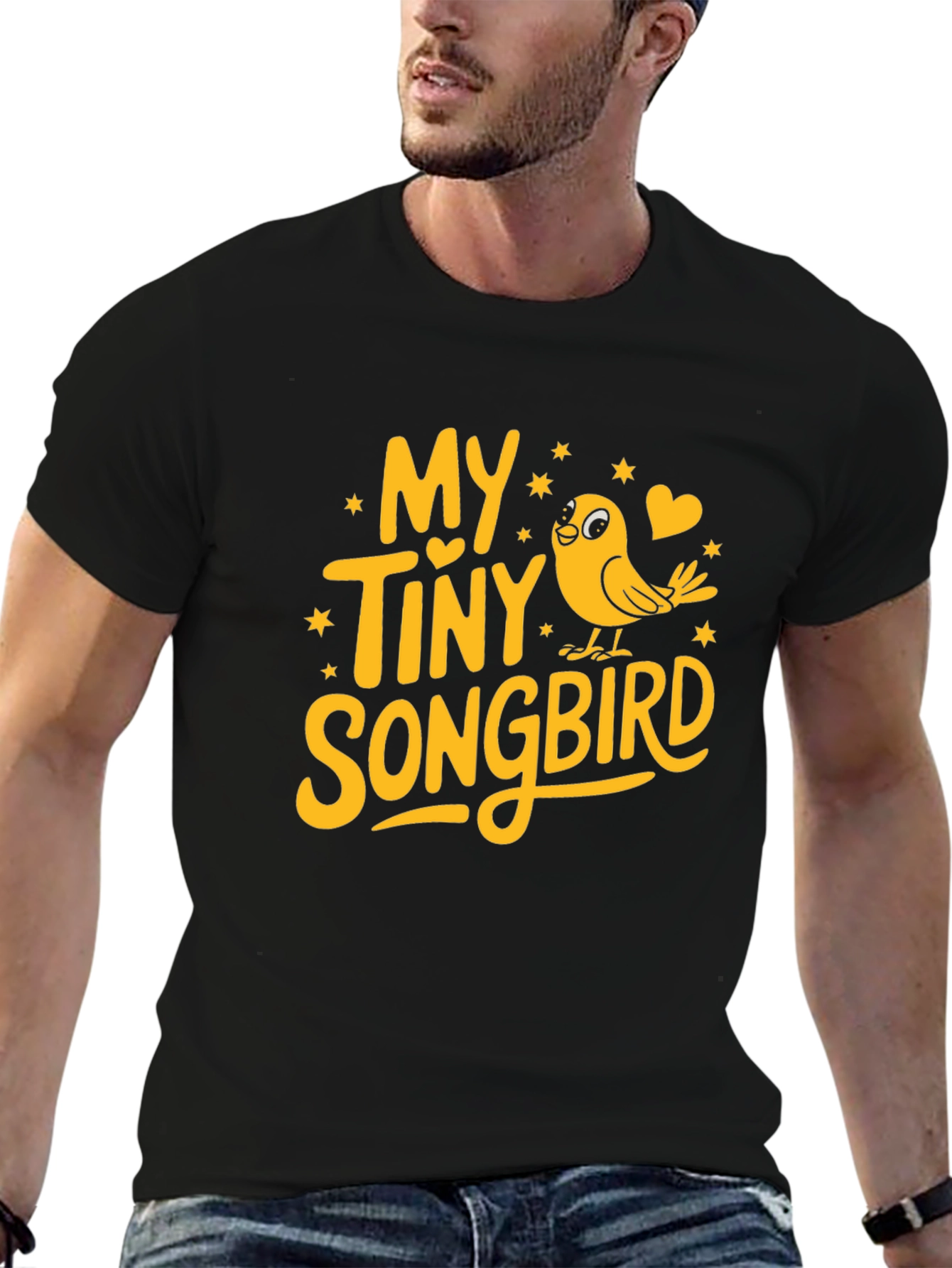 My Tiny Songbird Graphic Tee - Black Cotton Blend