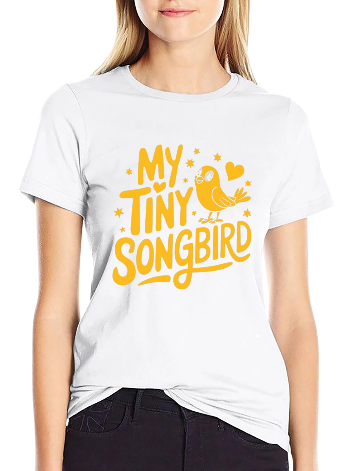 My Tiny Songbird Graphic Tee - Black Cotton Blend