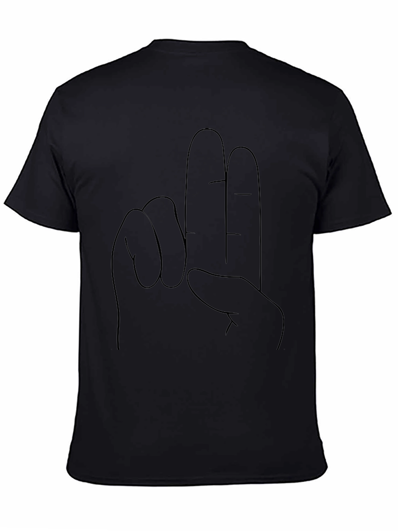 Minimalist Hand Gesture Graphic Tee - Black