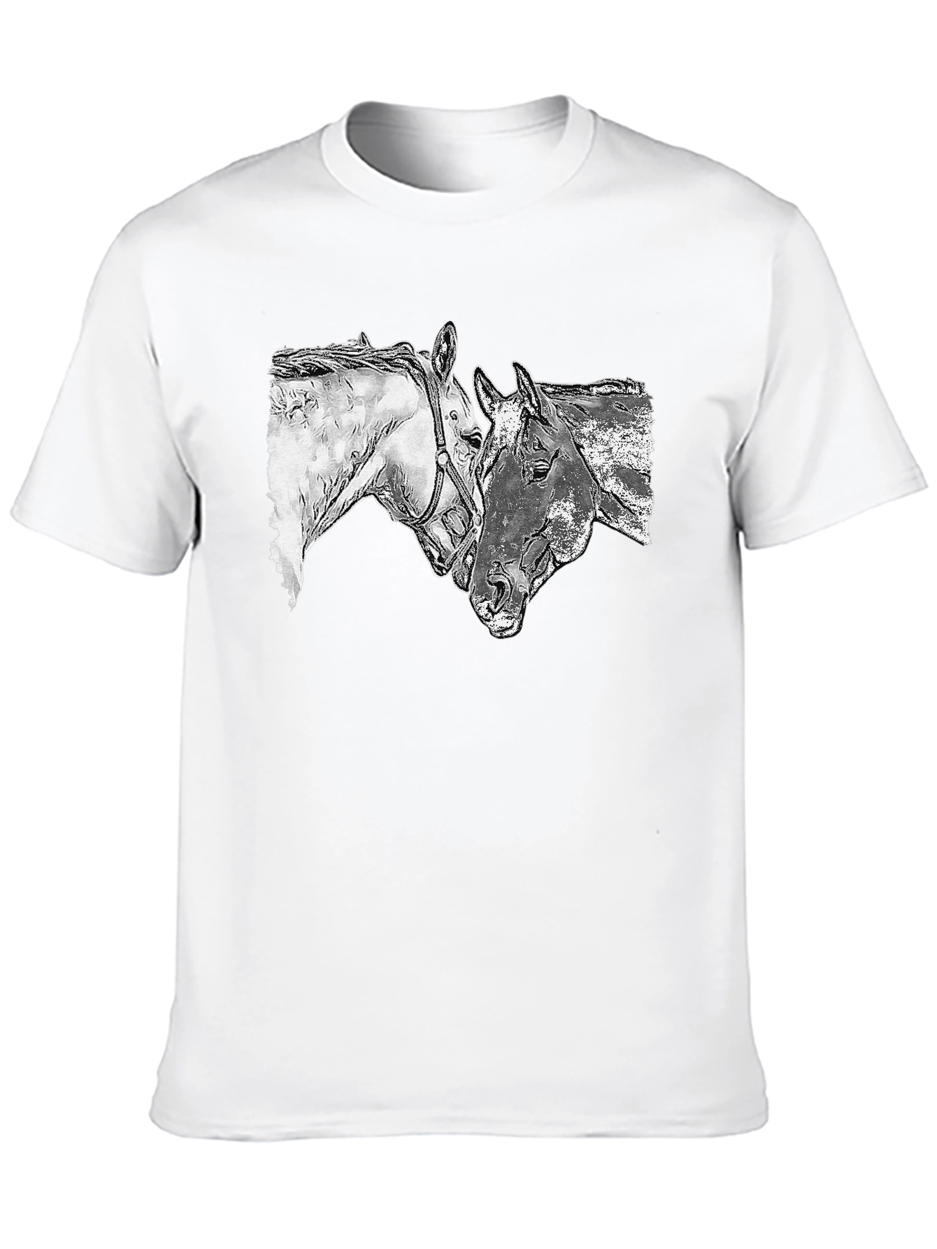 Horse Sketch Graphic Tee - Black Casual T-Shirt