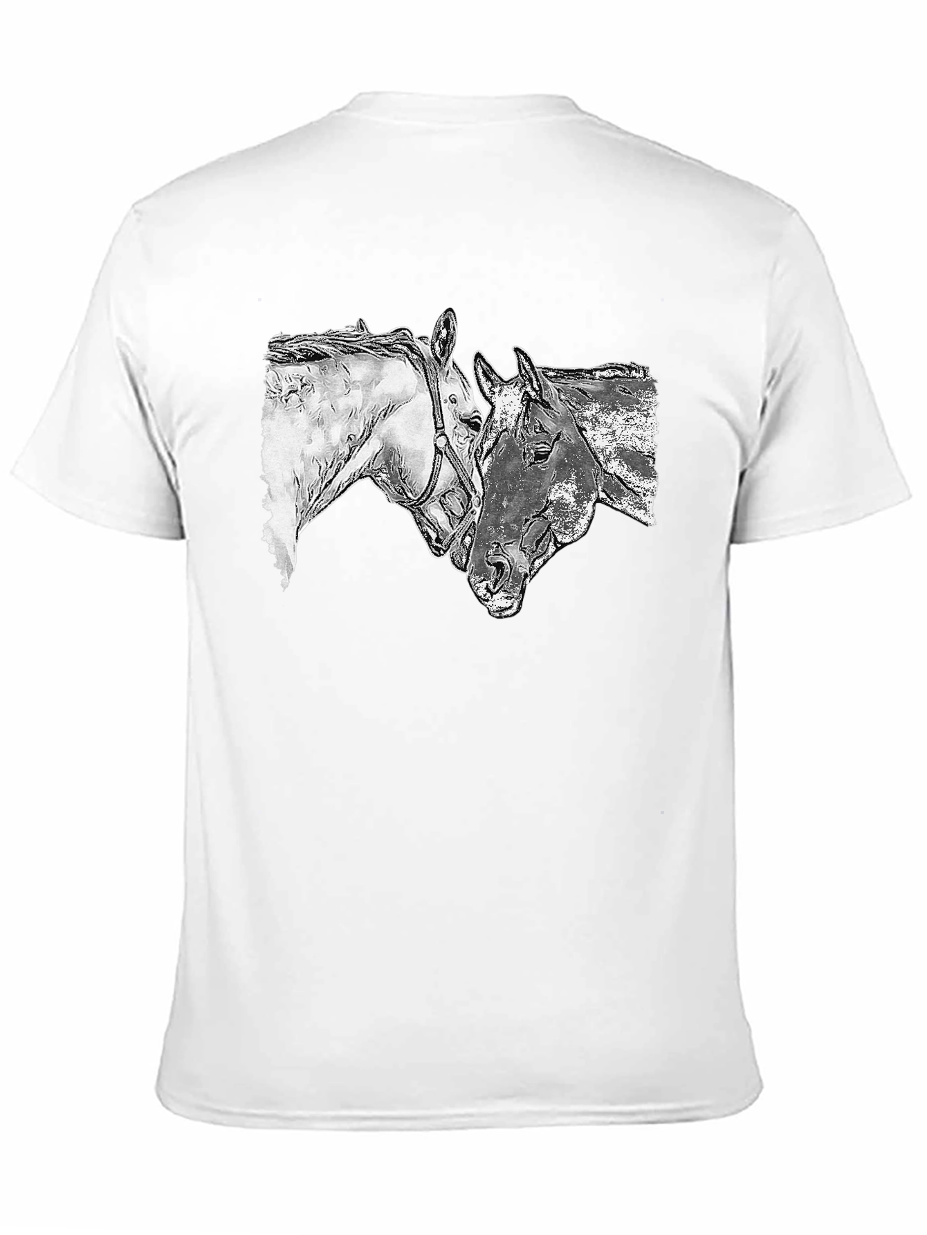Horse Sketch Graphic Tee - Black Casual T-Shirt