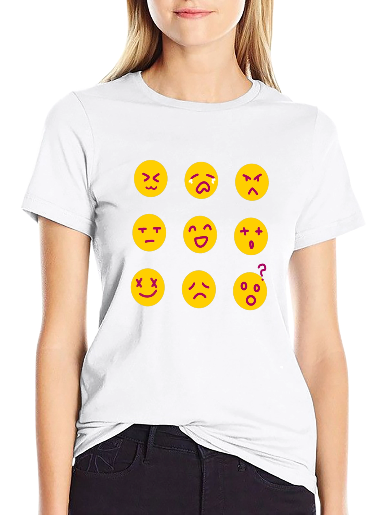 Emoji Expression T-Shirt - Black Fun Designs