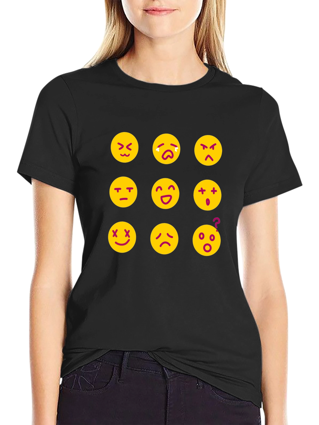 Emoji Expression T-Shirt - Black Fun Designs