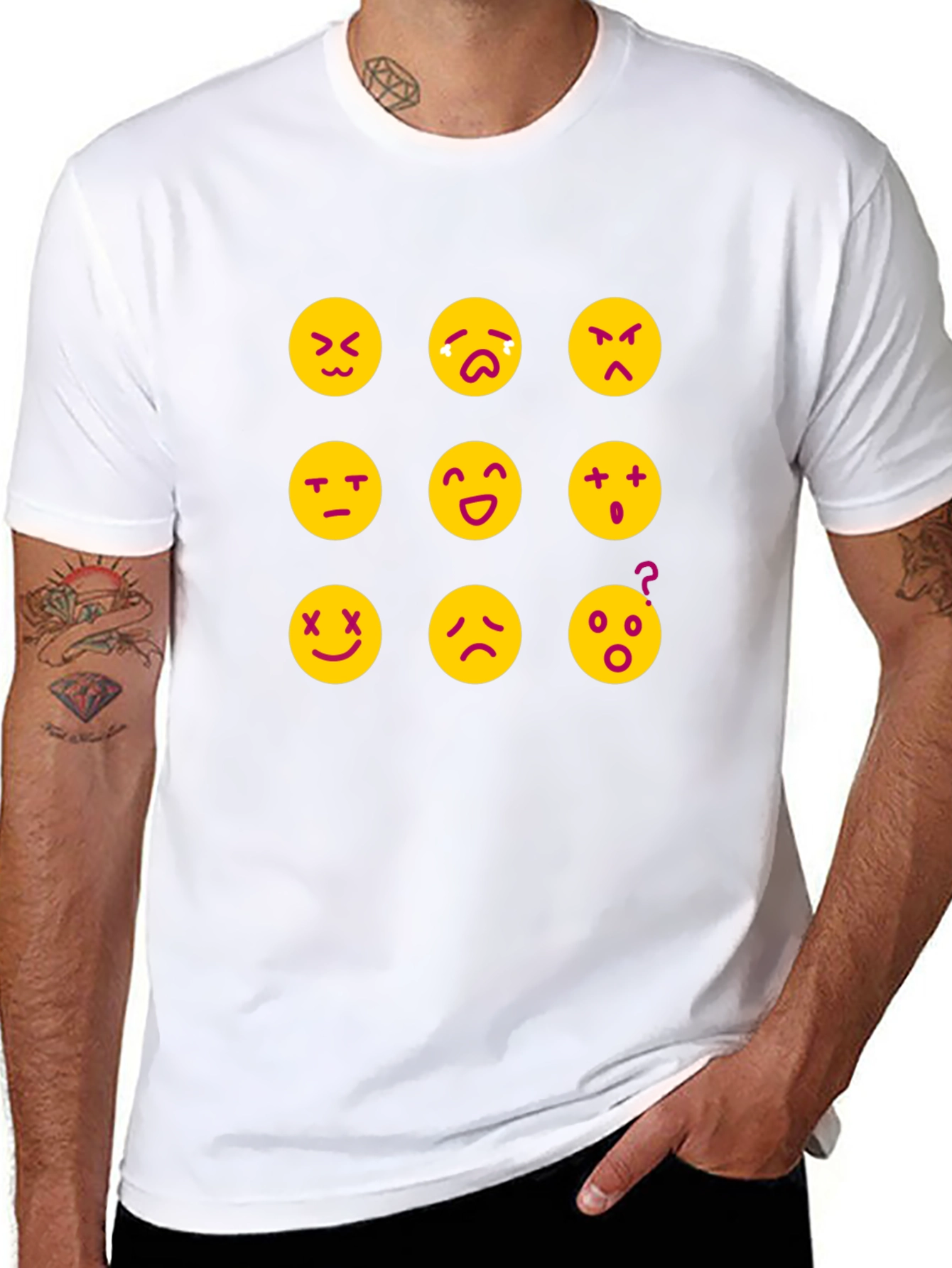 Emoji Expression T-Shirt - Black Fun Designs