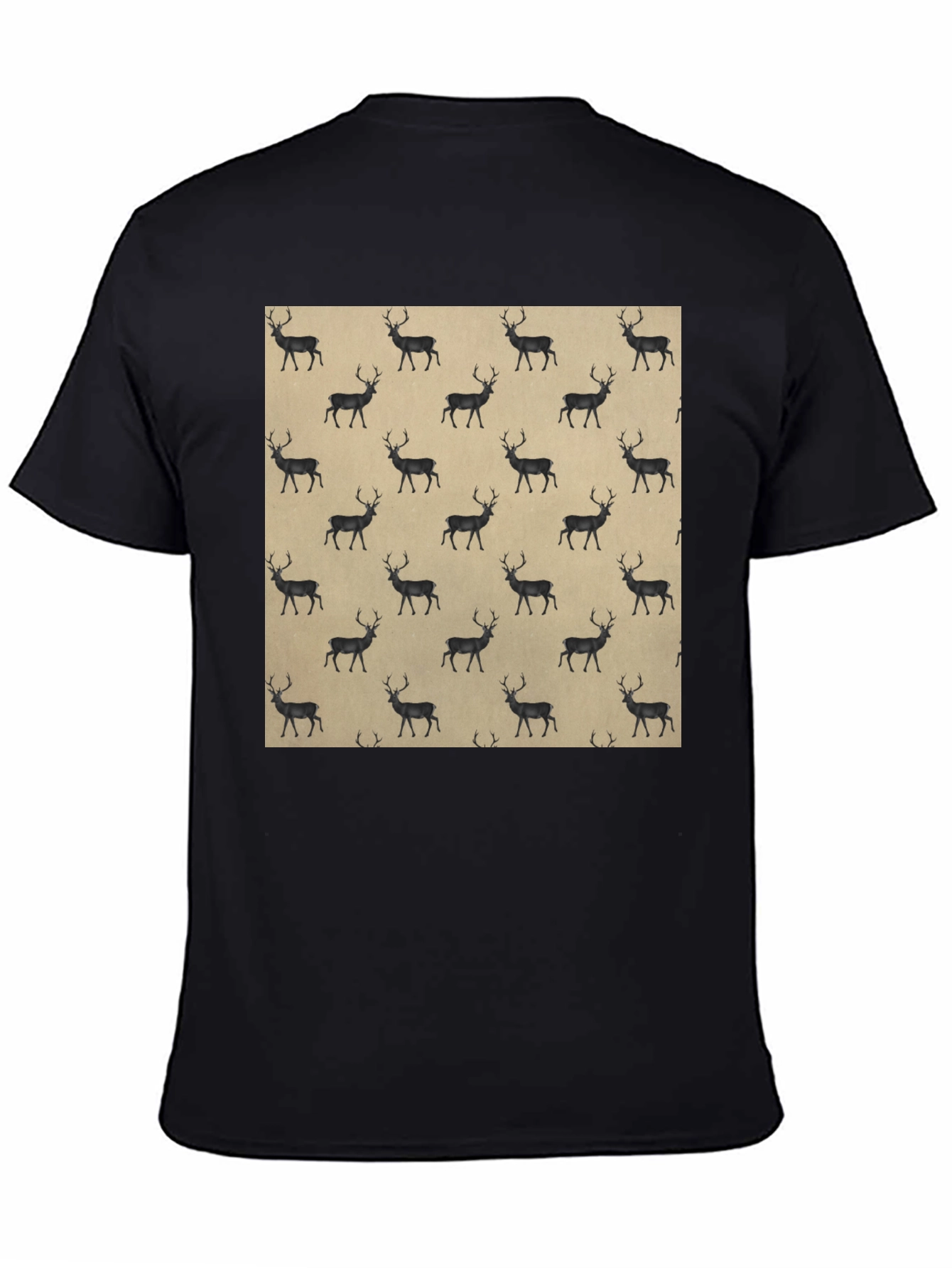 Deer Pattern Black T-Shirt