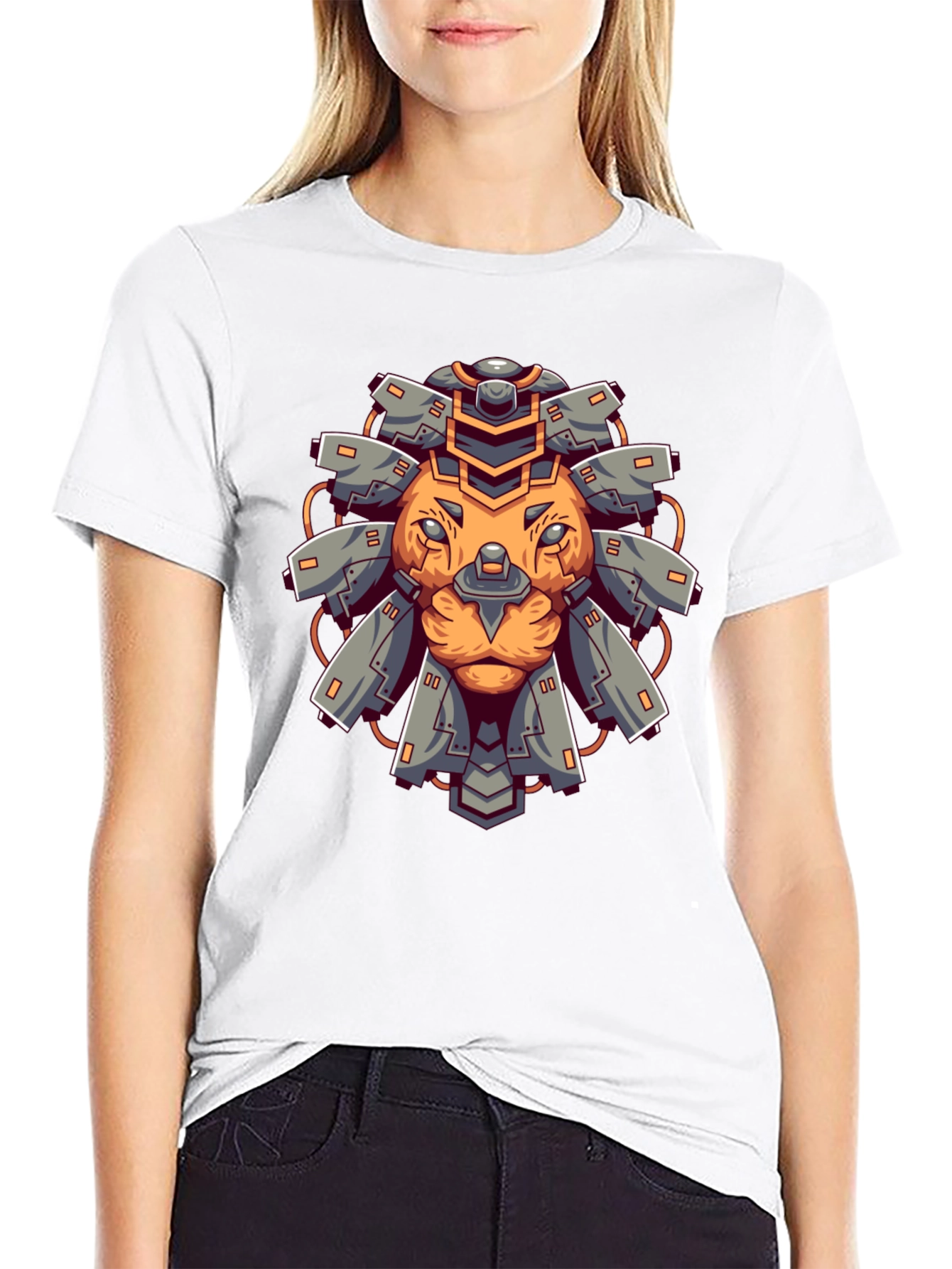 Cyber Lion Graphic Tee - Cool Futuristic Design