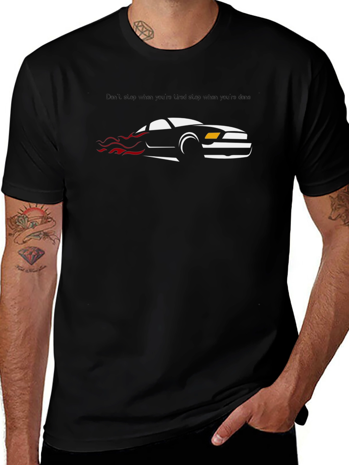 Black Mustang Graphic T-Shirt - Dont Stop When Tired