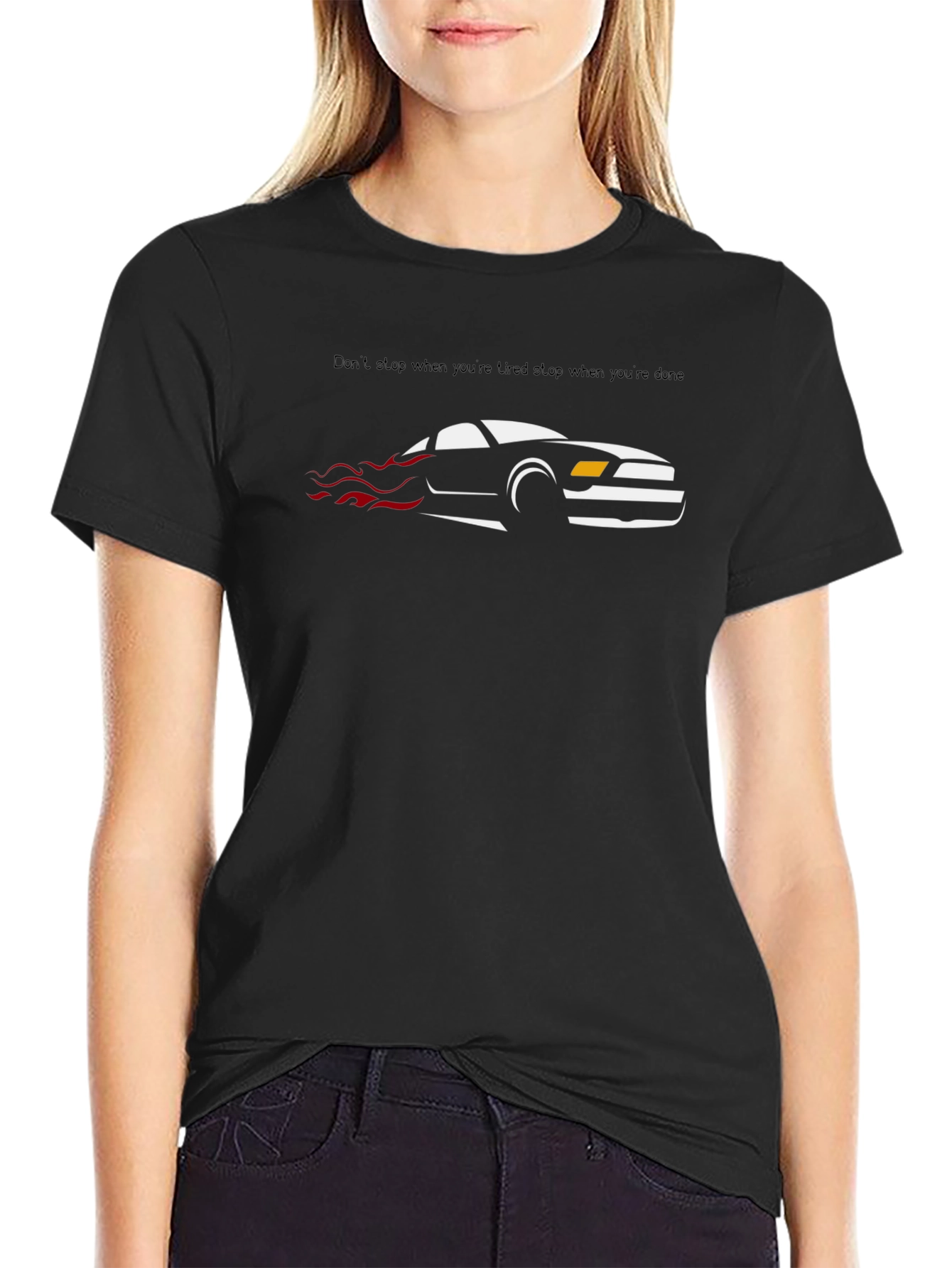 Black Mustang Graphic T-Shirt - Dont Stop When Tired