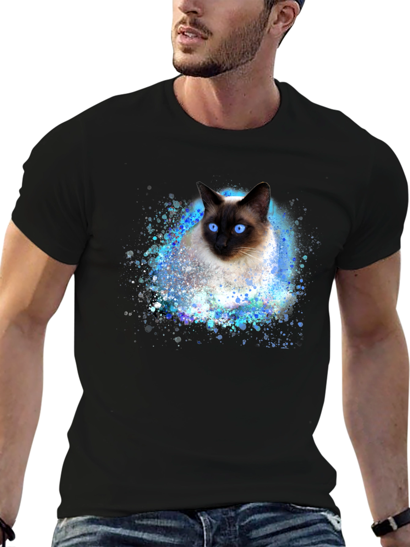 Siamese Cat Art T-Shirt - Unique Cat Lover Gift