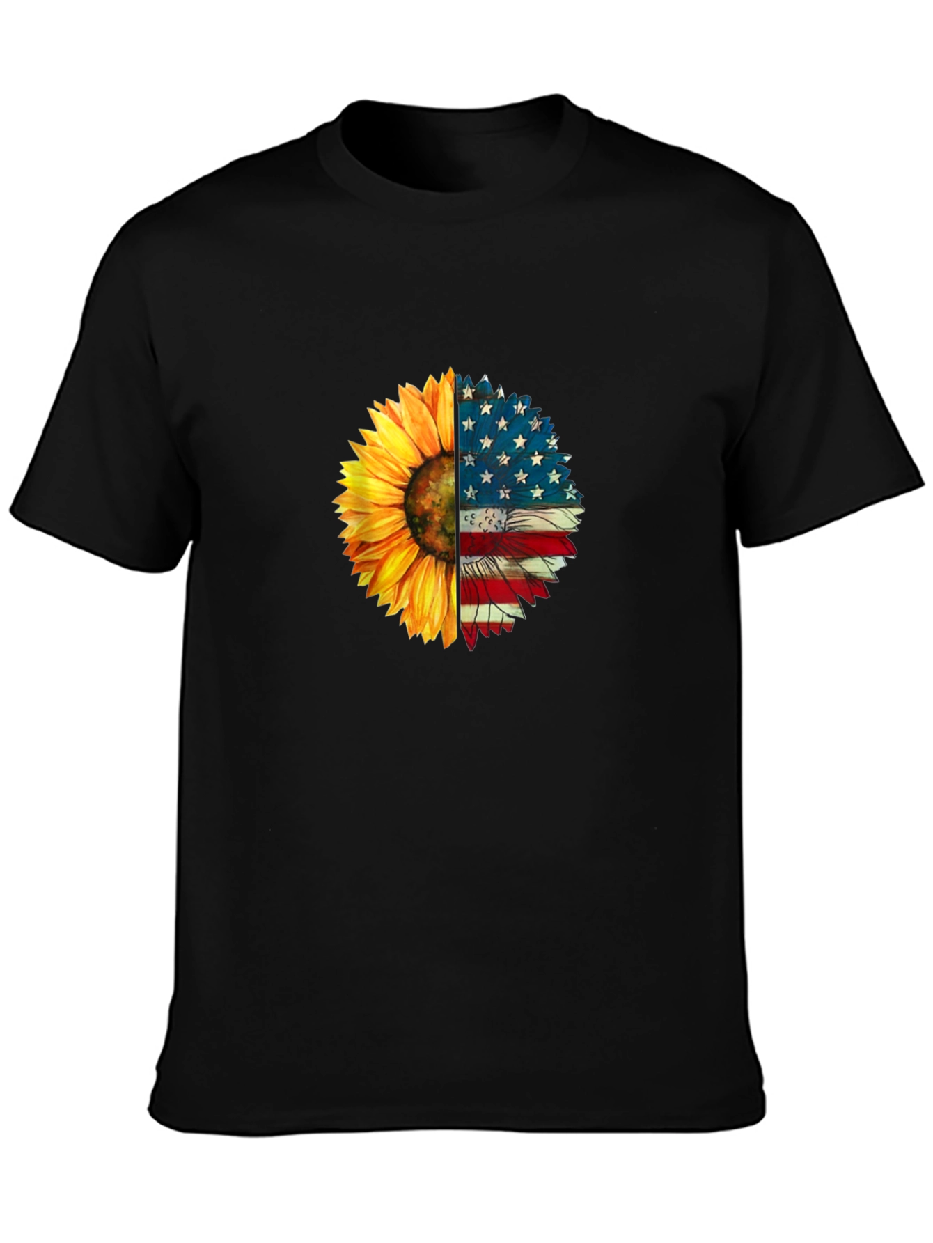 Sunflower American Flag Graphic T-Shirt