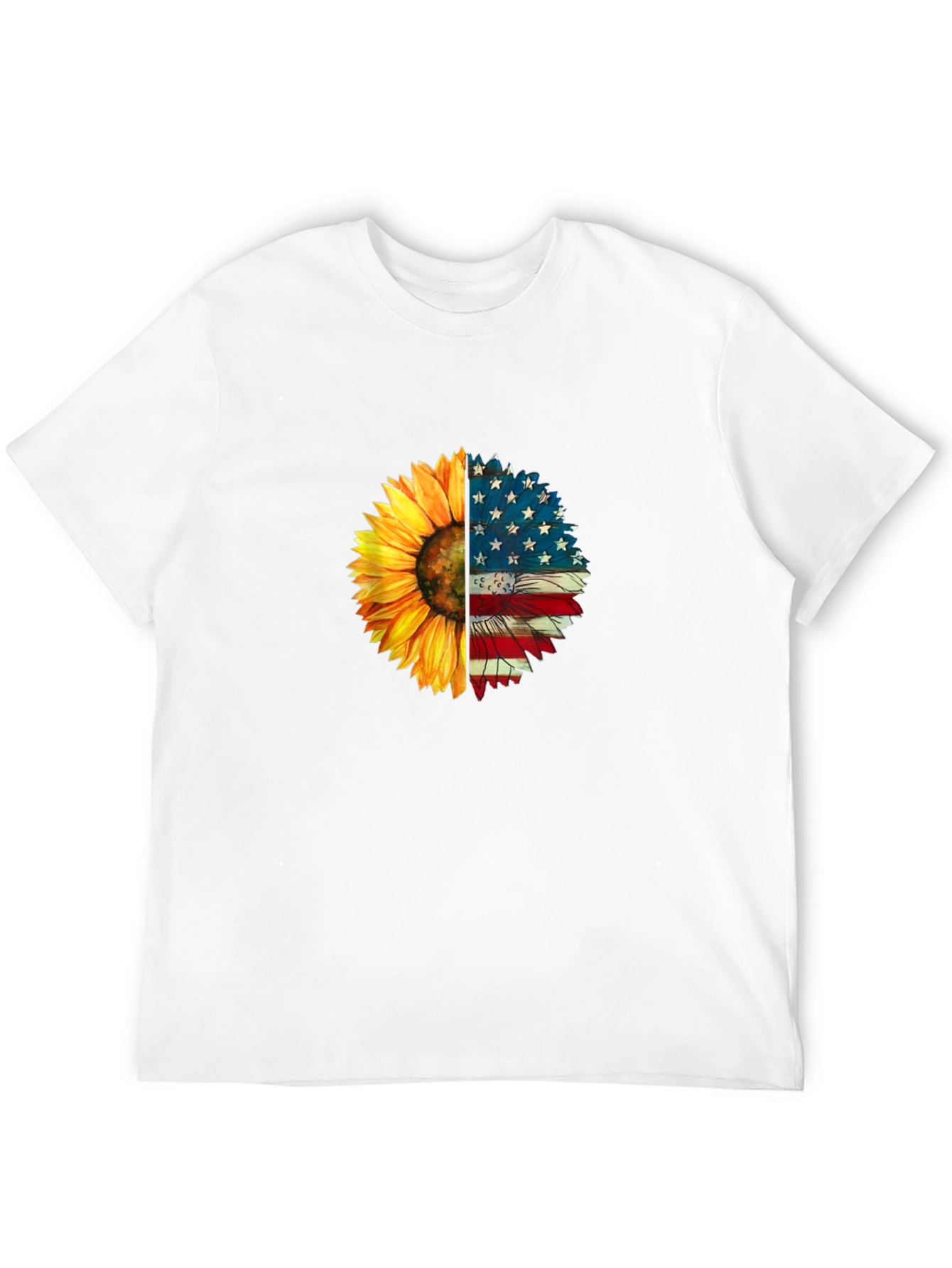 Sunflower American Flag Graphic T-Shirt