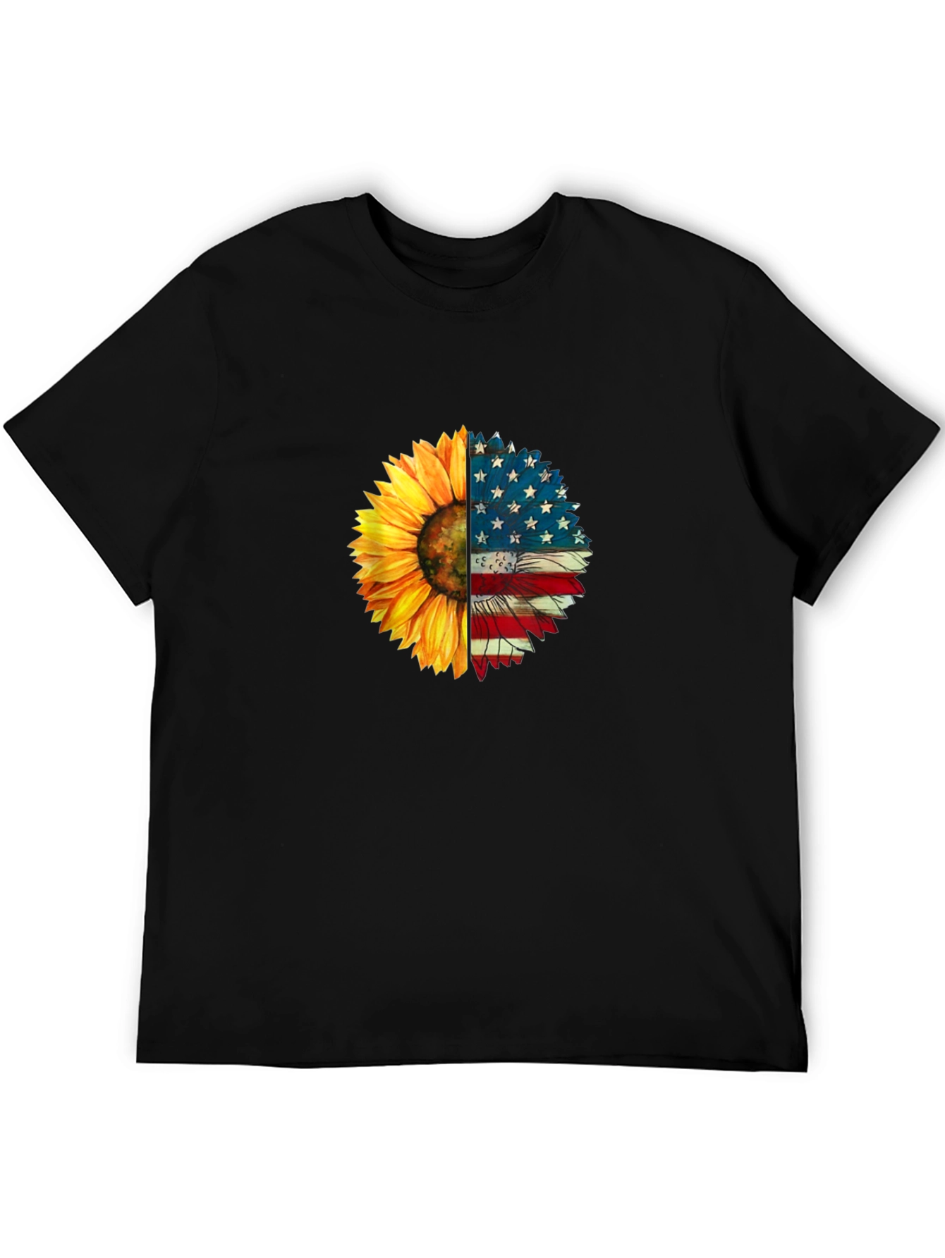 Sunflower American Flag Graphic T-Shirt