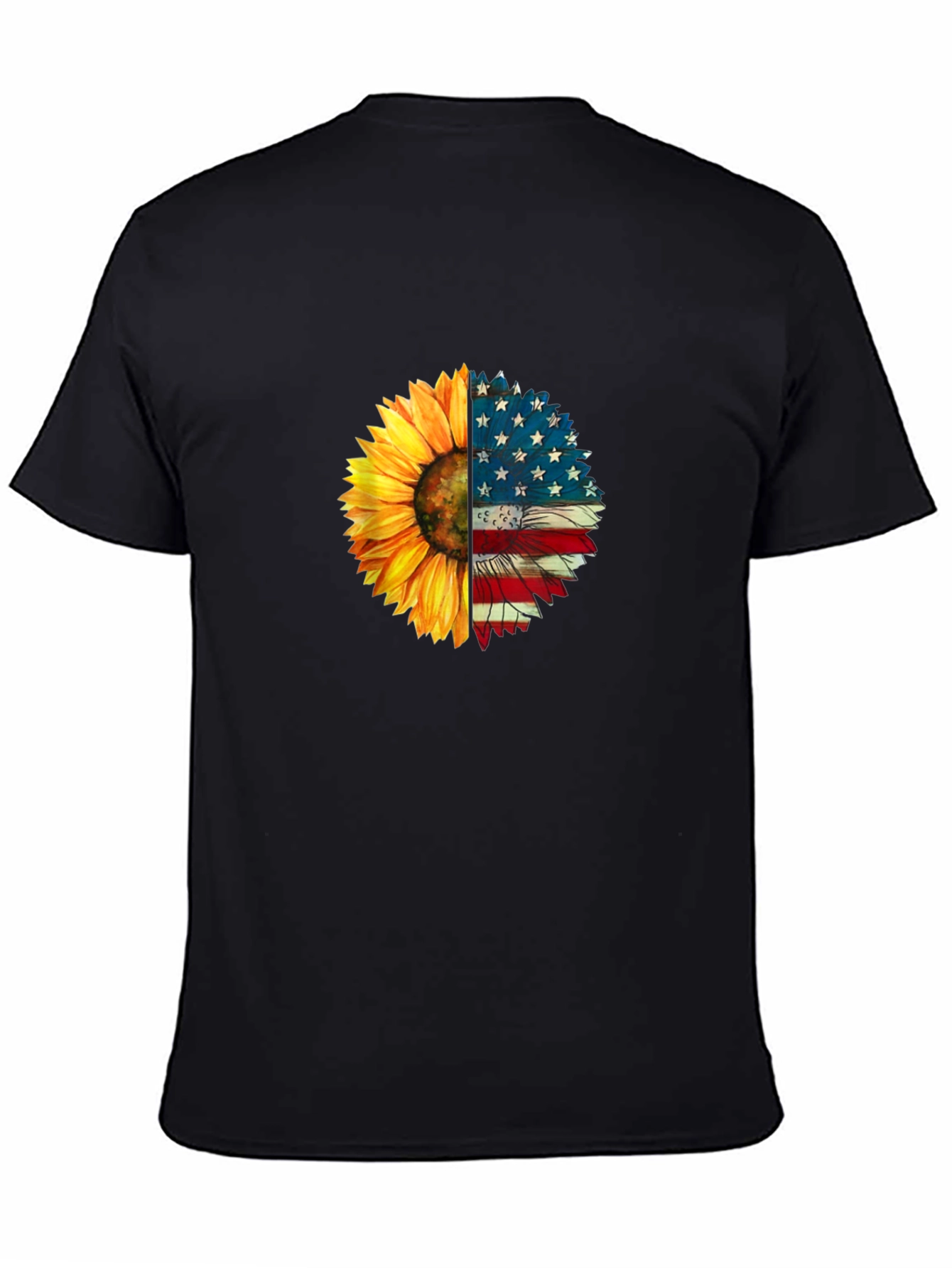 Sunflower American Flag Graphic T-Shirt
