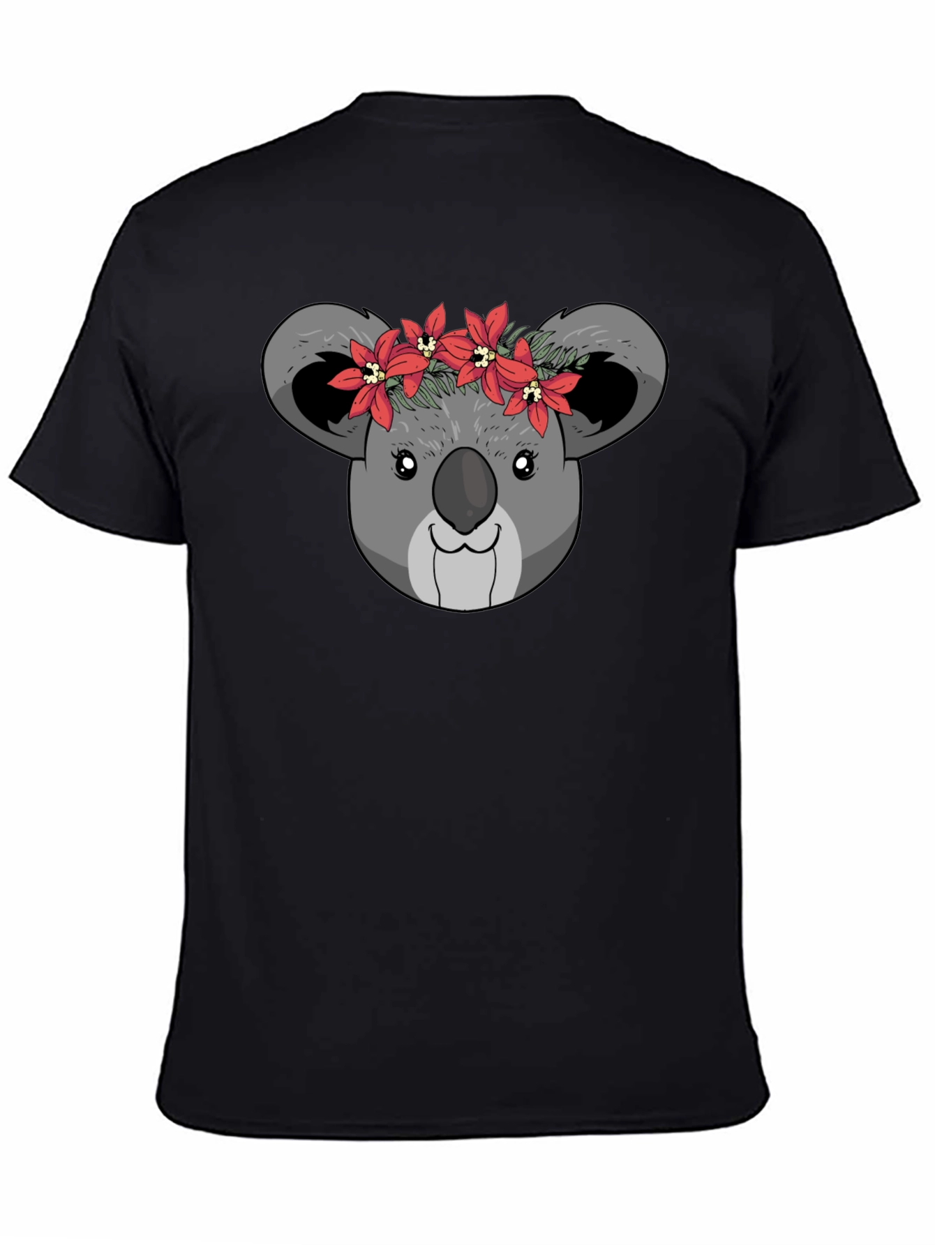 Koala Bear Flower Crown Black T-Shirt