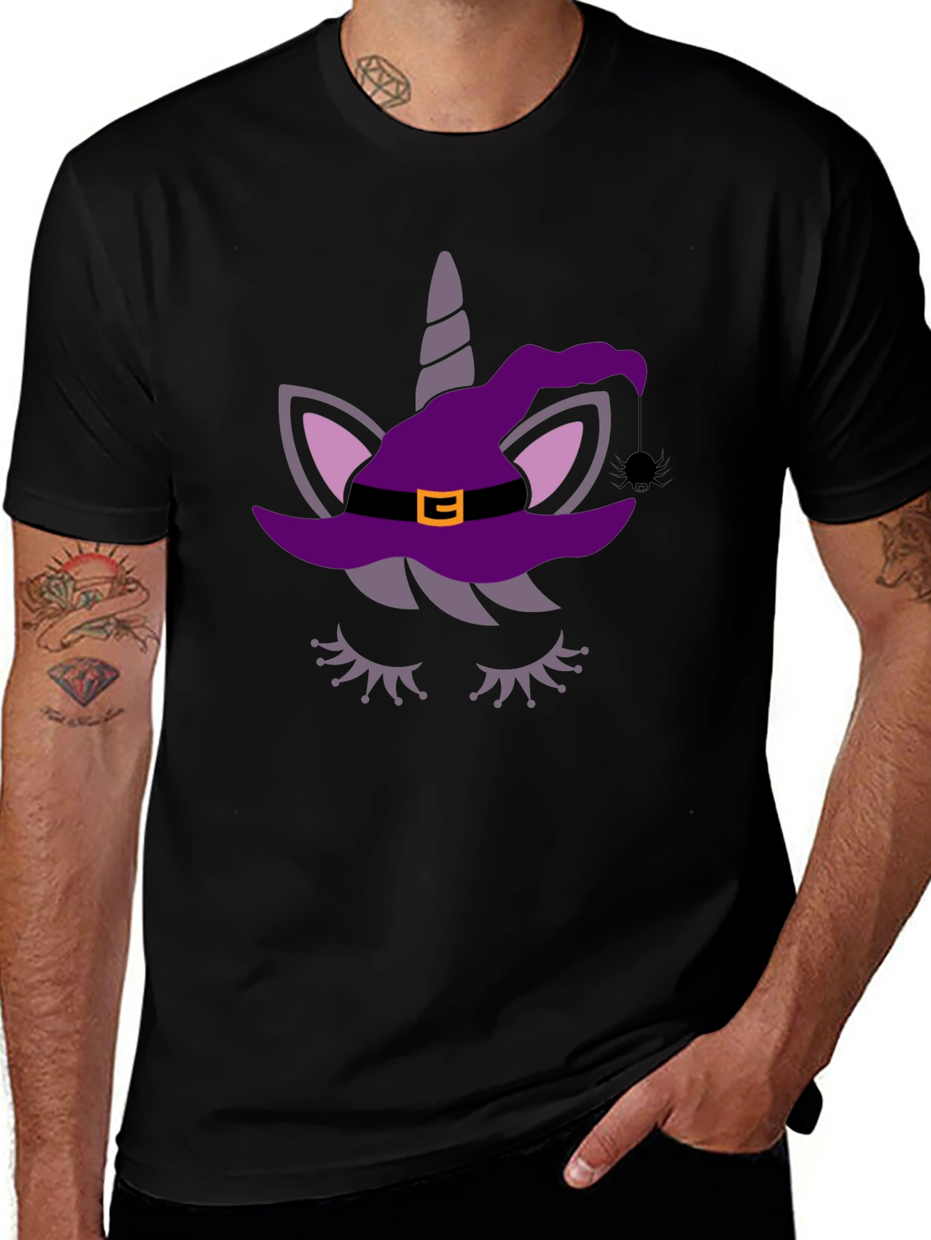 Unicorn Witch Halloween Graphic Tee