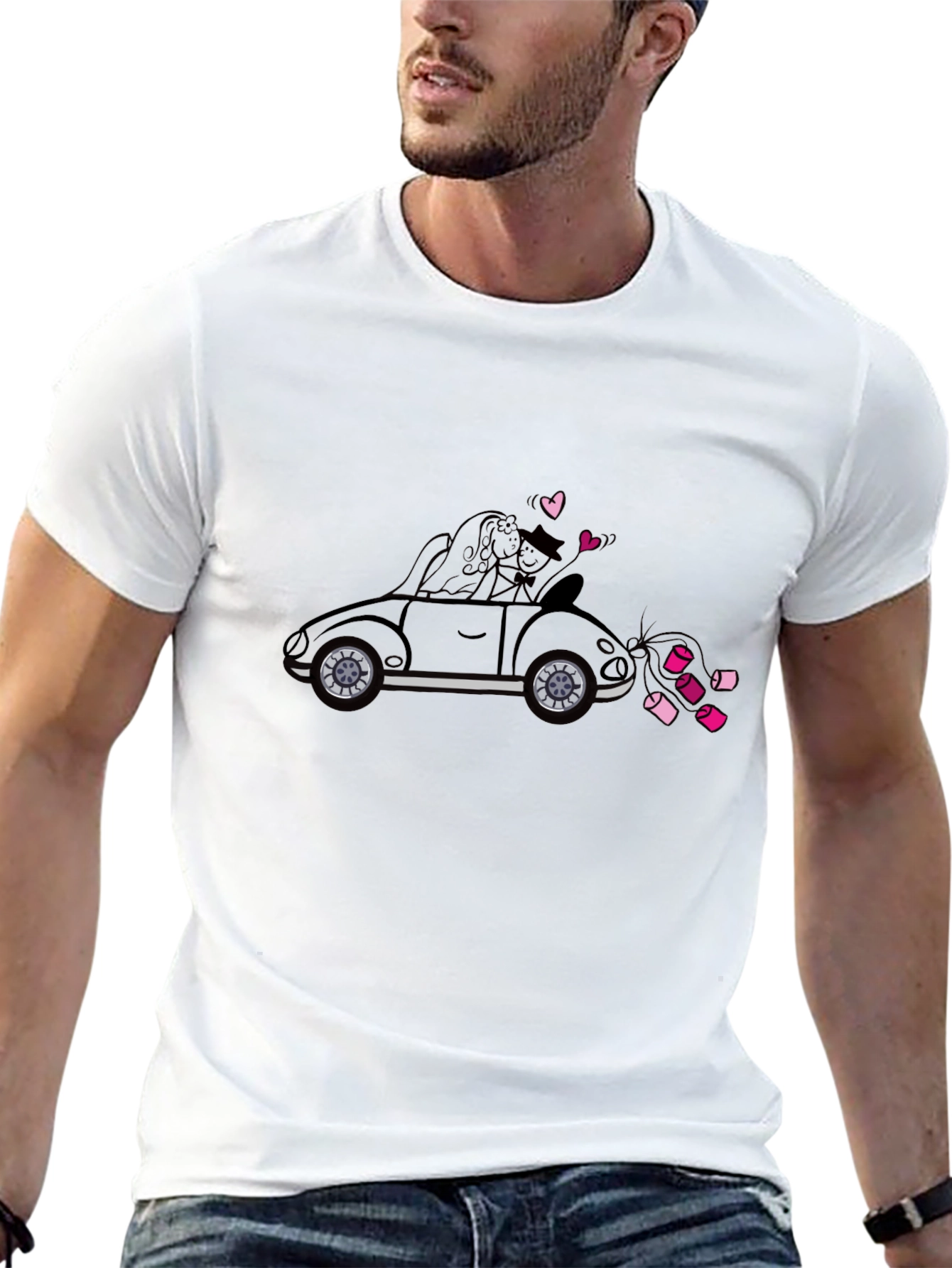 Just Married Car T-Shirt - Black