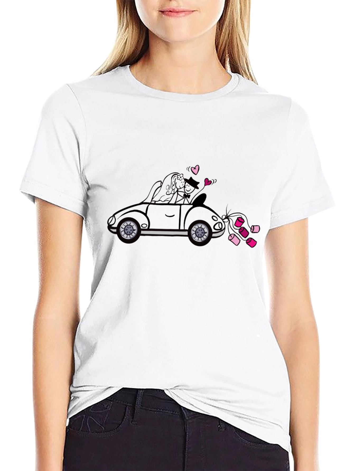 Just Married Car T-Shirt - Black