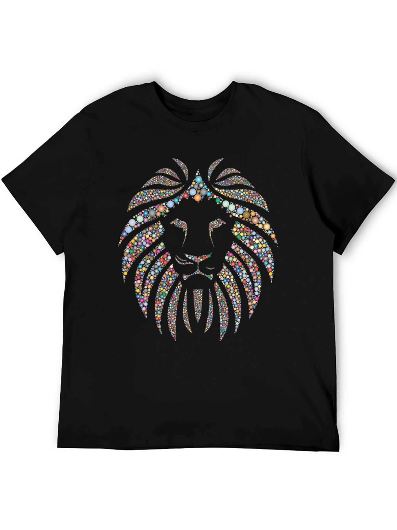 Geometric Lion Graphic Tee - Mens Black T-Shirt