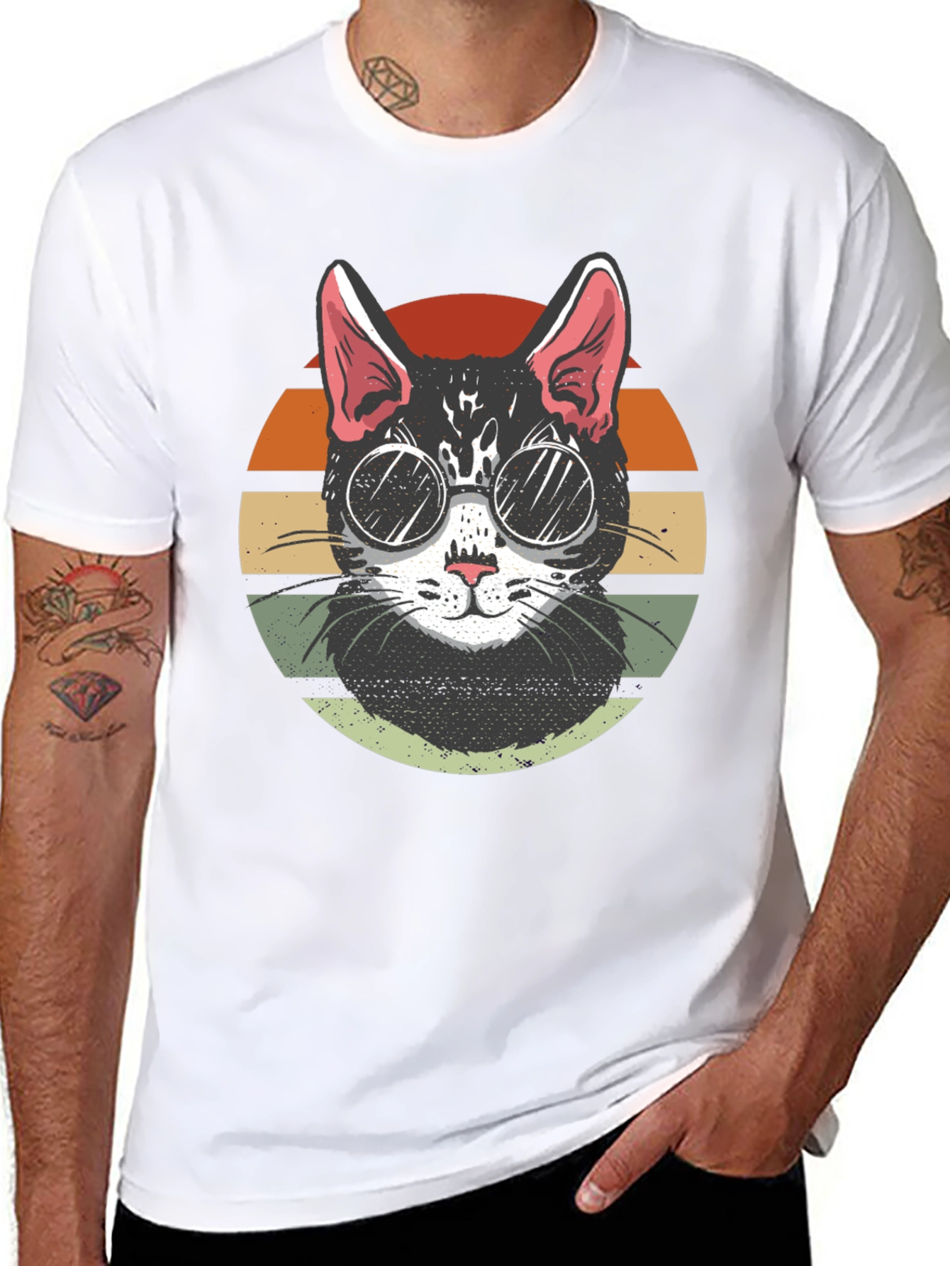 Cool Cat Retro Sunset T-Shirt