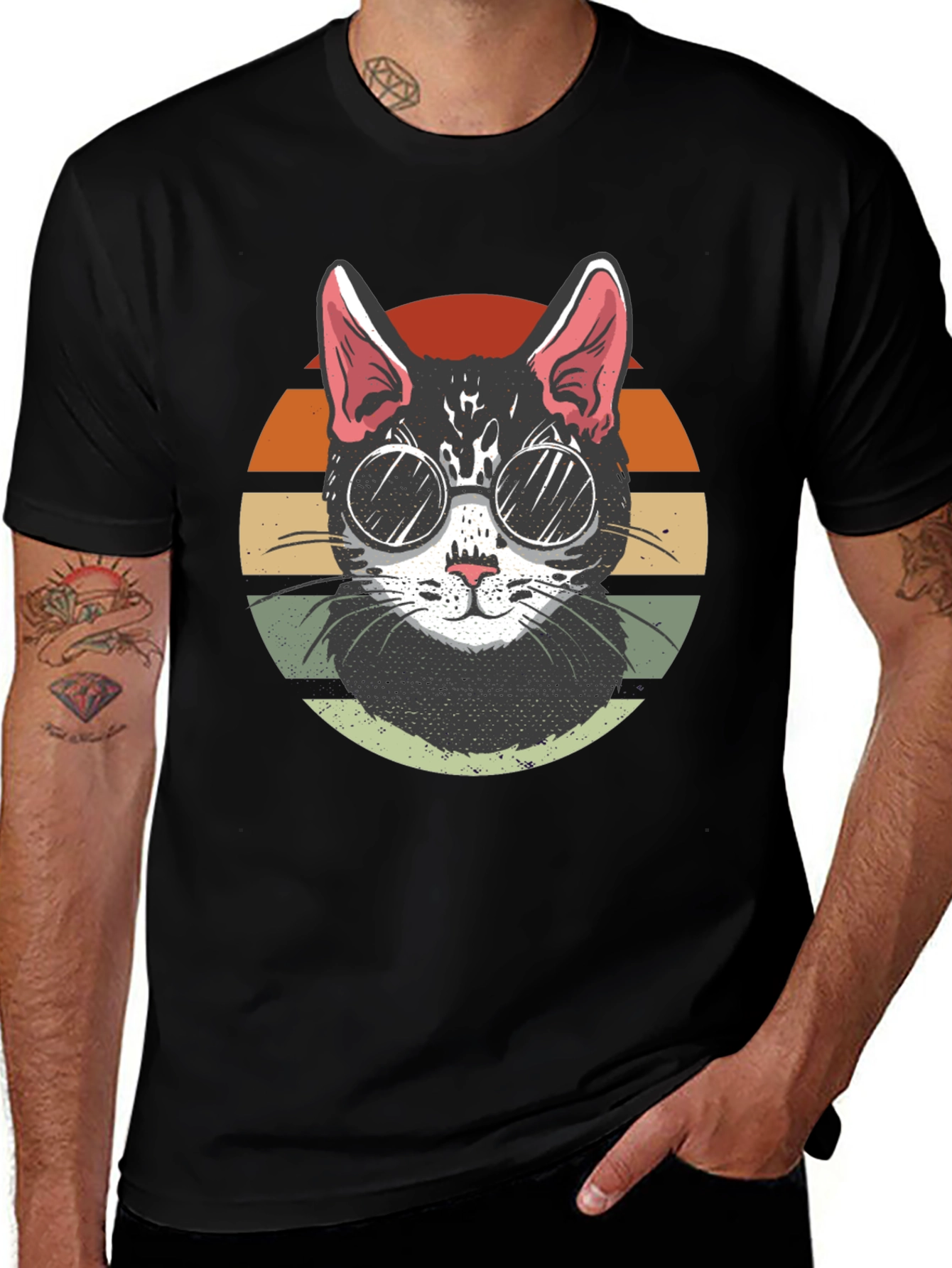 Cool Cat Retro Sunset T-Shirt