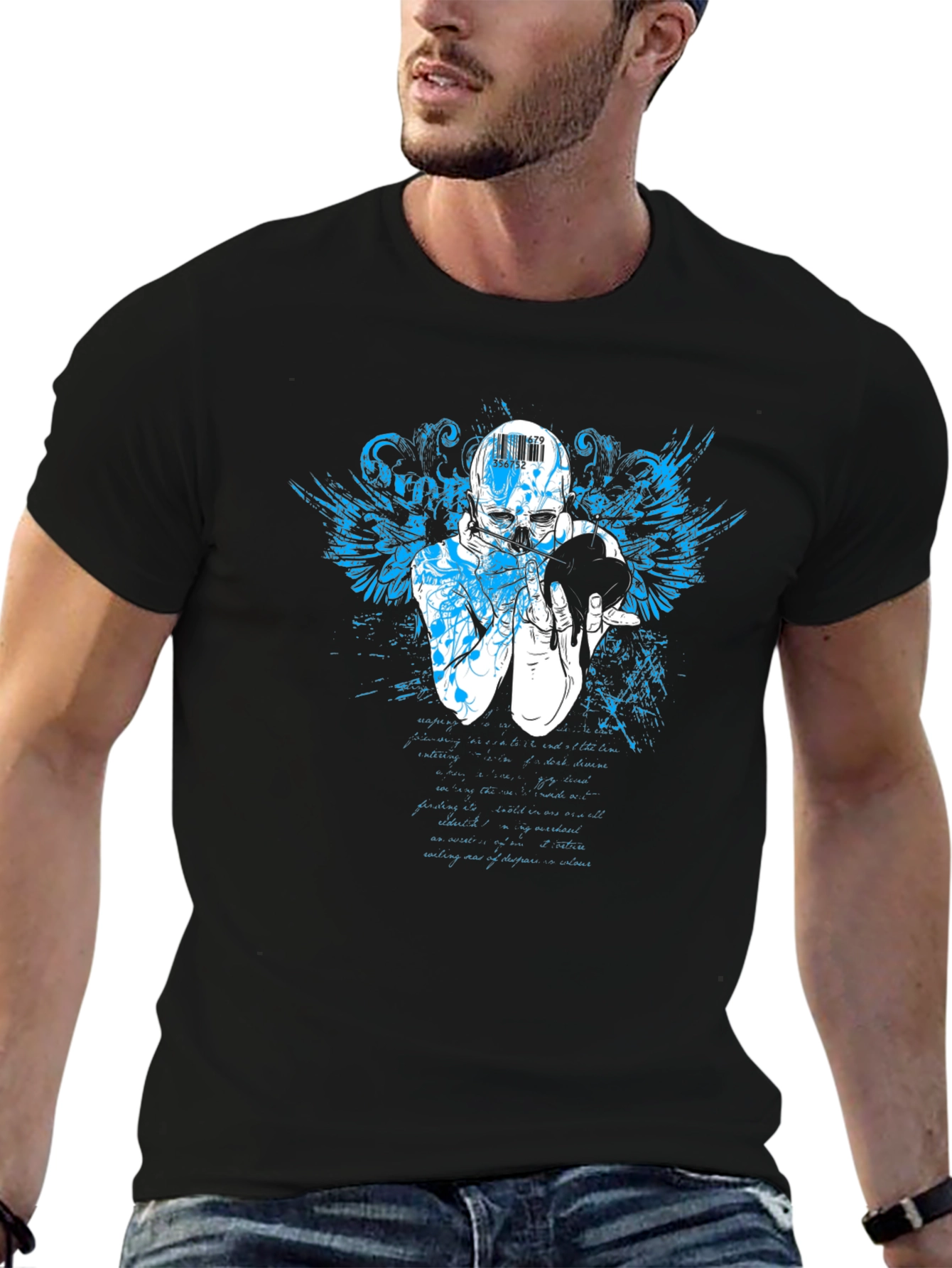 Skull Graphic Print Crew Neck T-Shirt