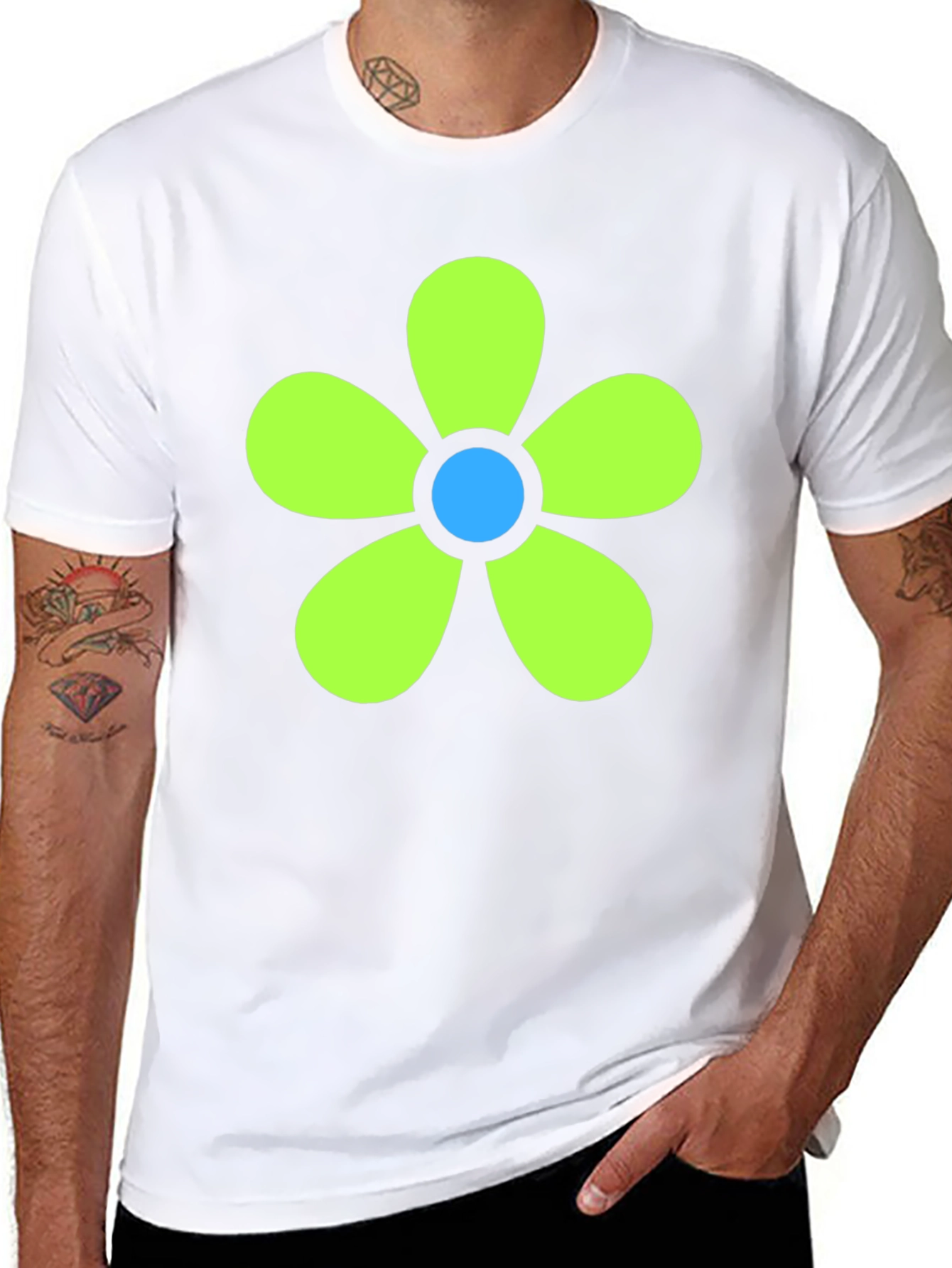 Retro Flower Power Tee - Black Cotton Blend