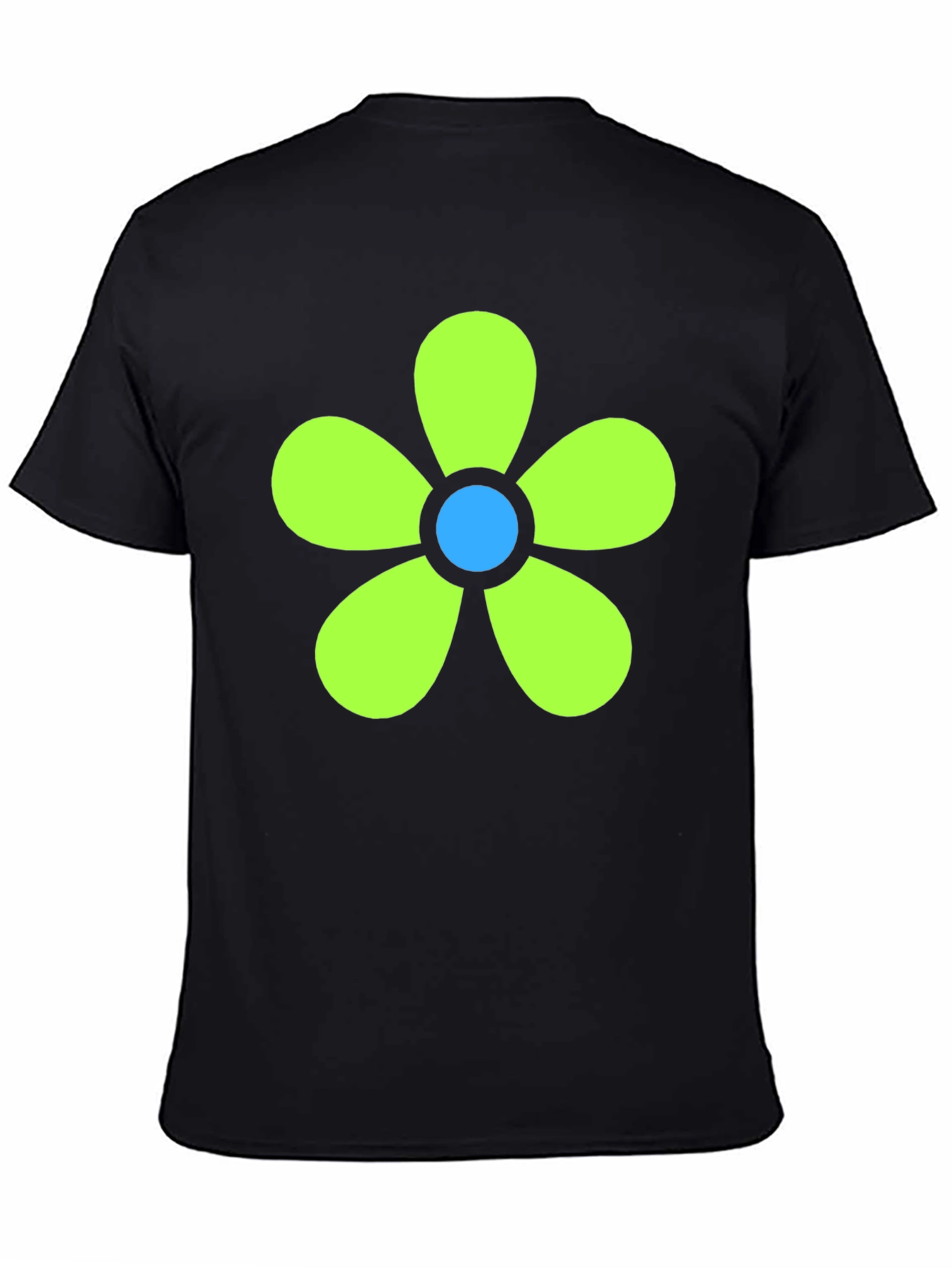 Retro Flower Power Tee - Black Cotton Blend