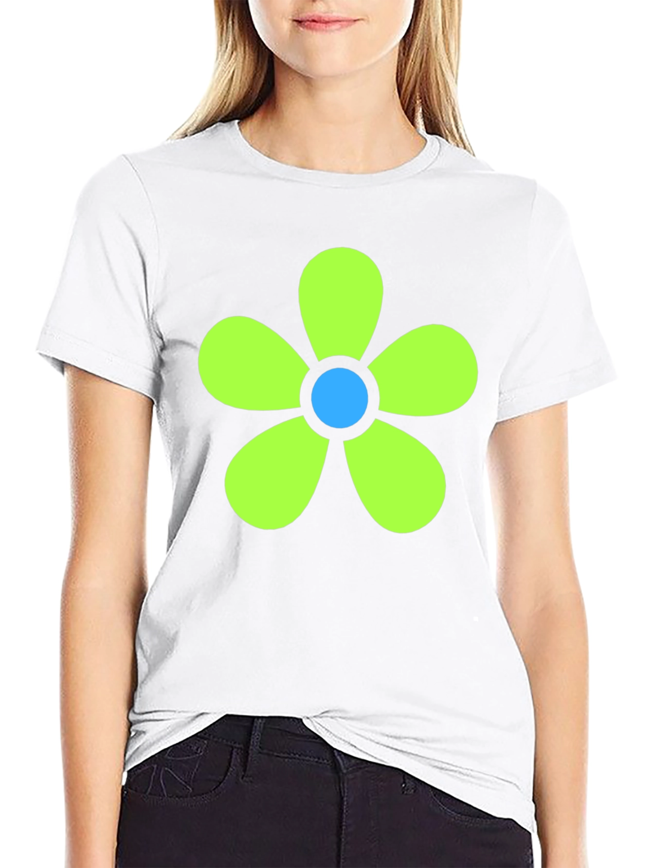 Retro Flower Power Tee - Black Cotton Blend