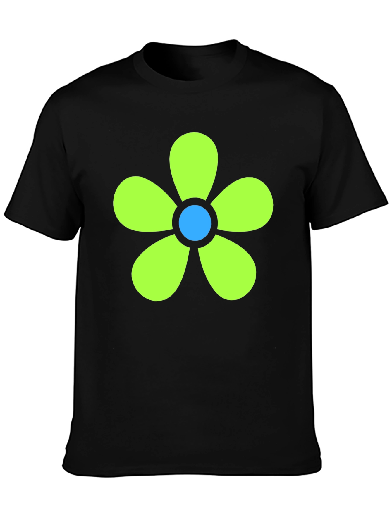 Retro Flower Power Tee - Black Cotton Blend