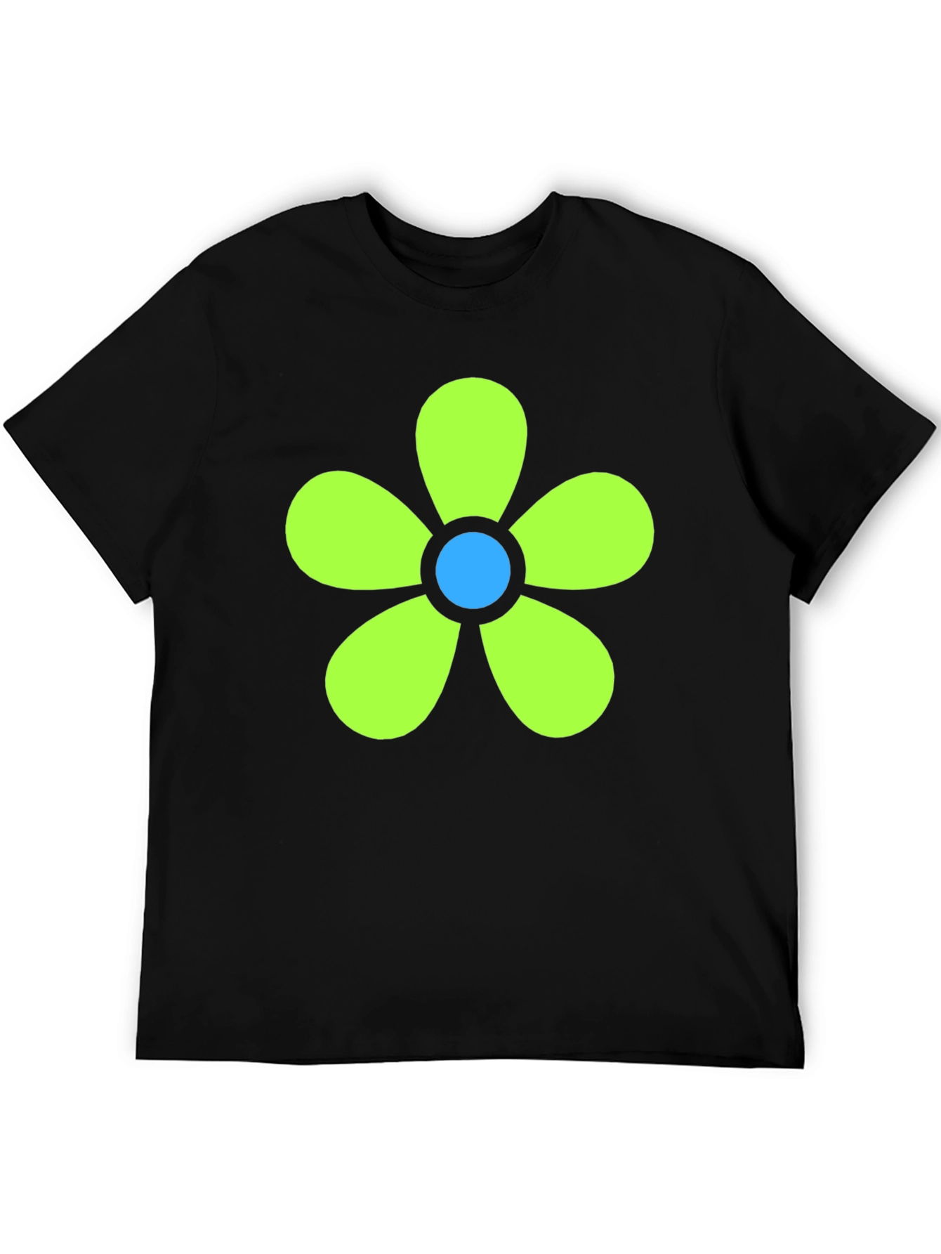 Retro Flower Power Tee - Black Cotton Blend