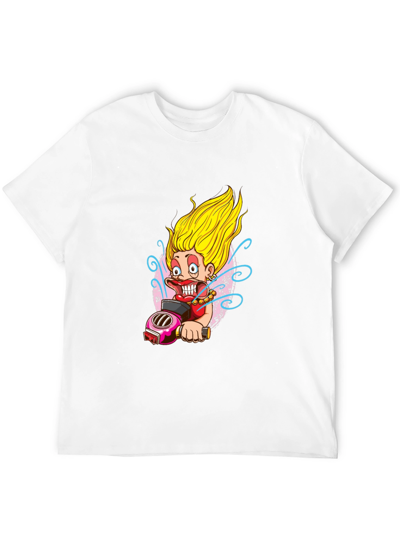 Fun Cartoon Biker Graphic Tee - Black