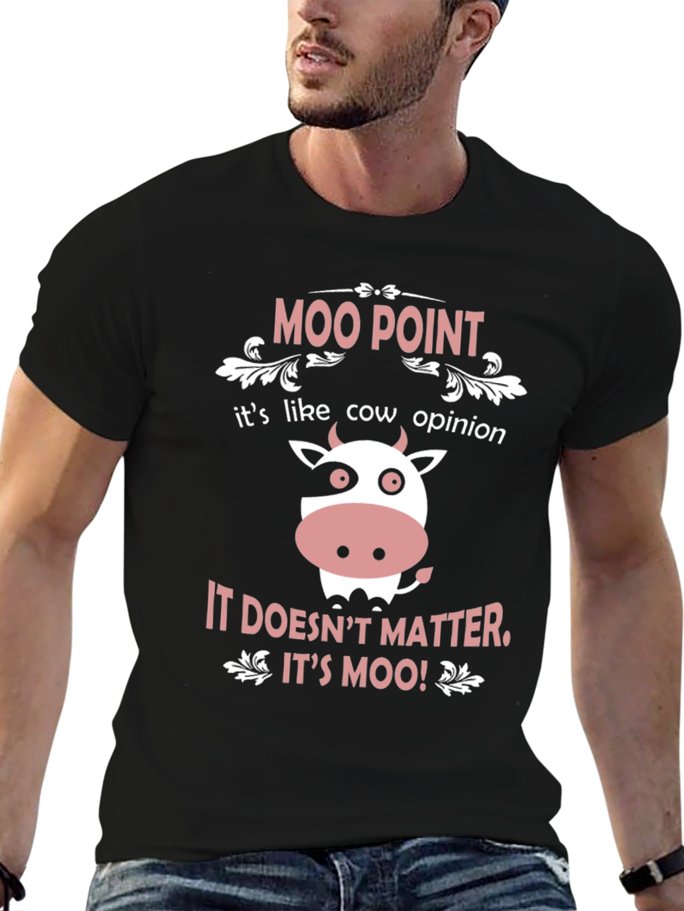 Moo Point Mens T-Shirt - Funny Cow Graphic Tee