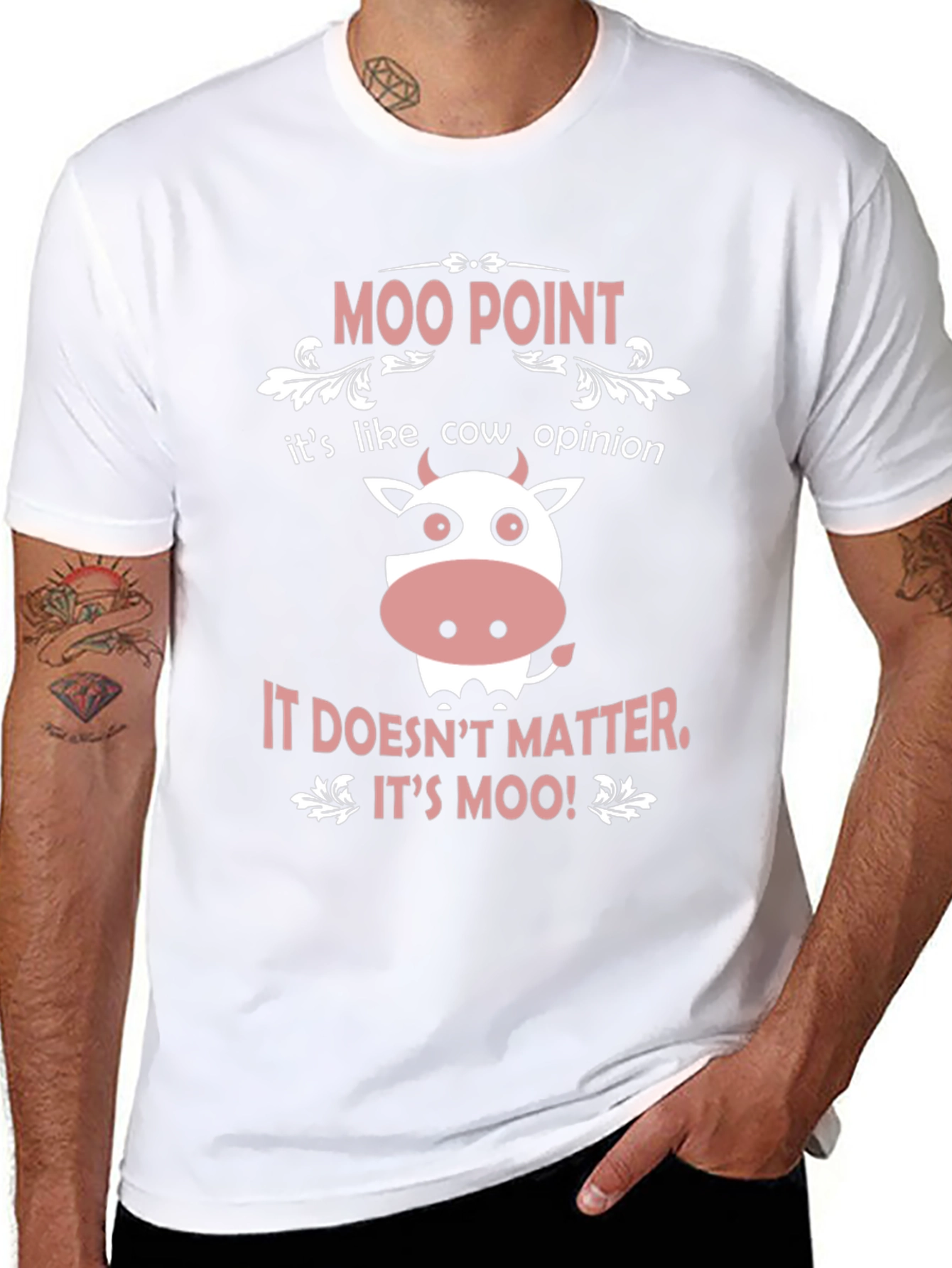Moo Point Mens T-Shirt - Funny Cow Graphic Tee