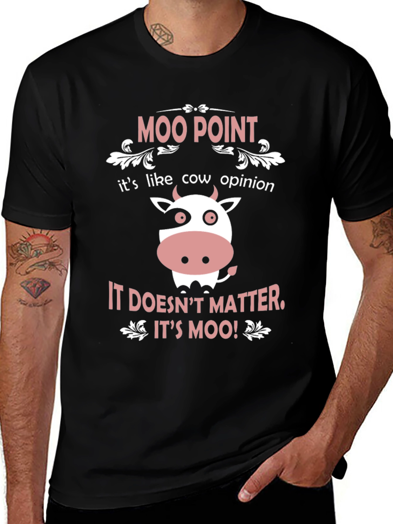 Moo Point Mens T-Shirt - Funny Cow Graphic Tee