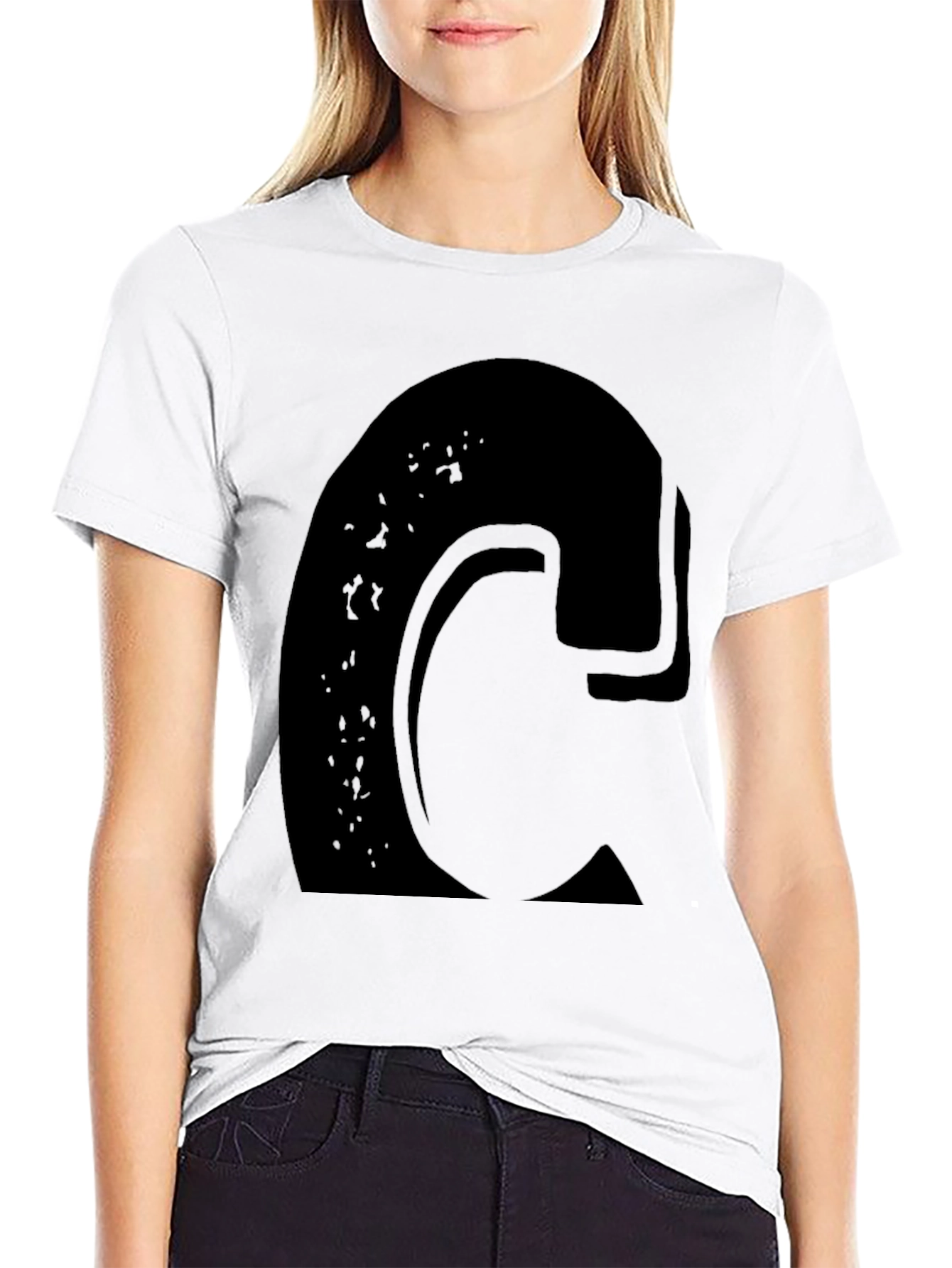 Bold Initial Graphic Tee - Black Cotton