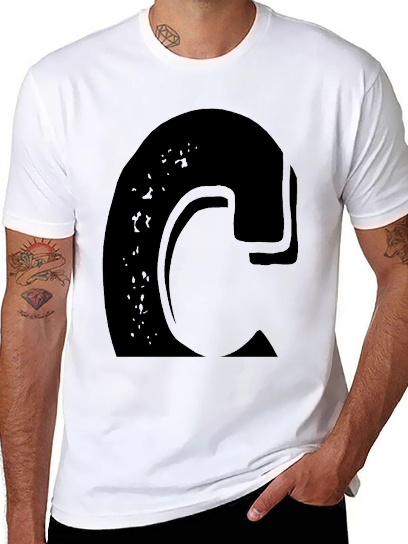 Bold Initial Graphic Tee - Black Cotton
