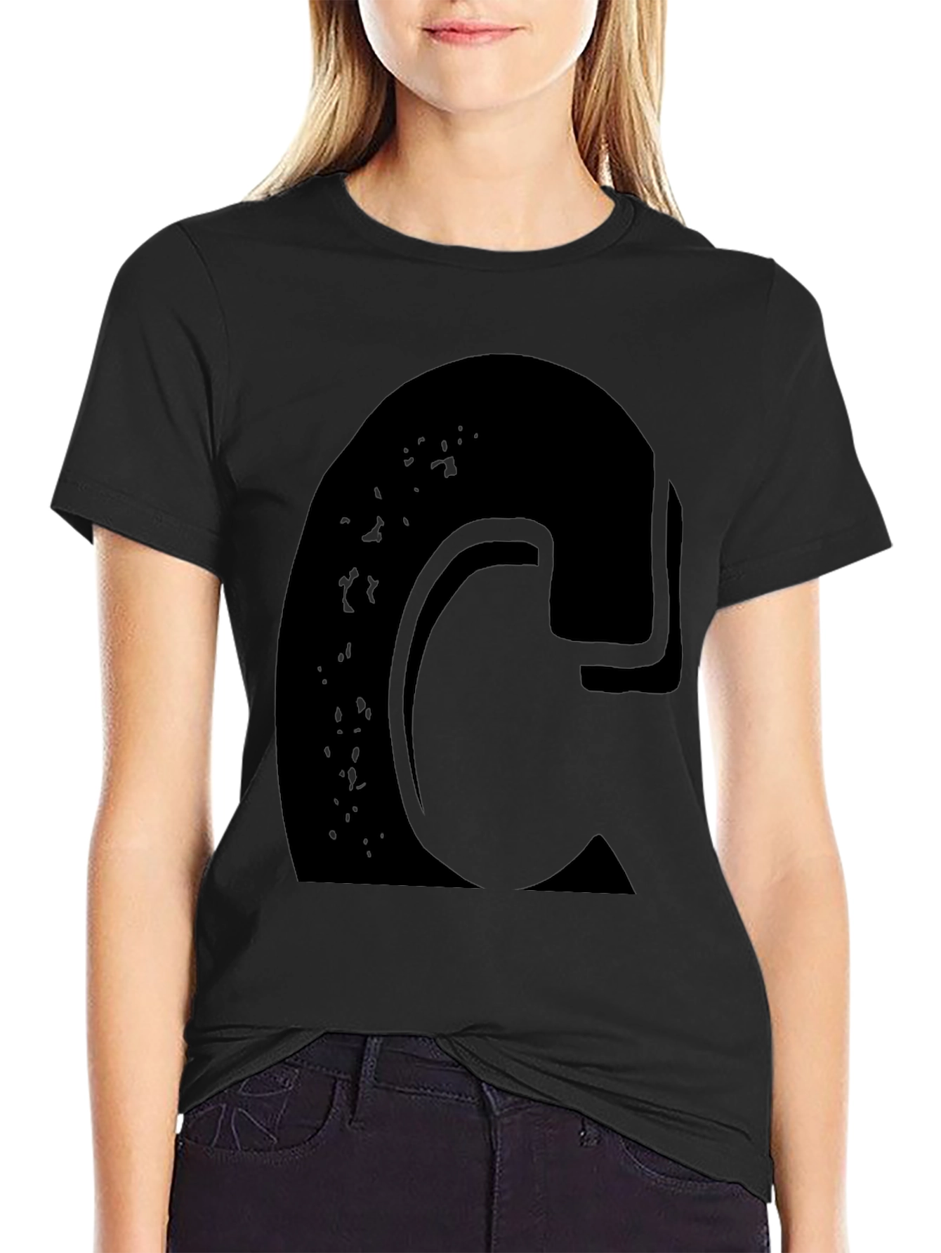 Bold Initial Graphic Tee - Black Cotton