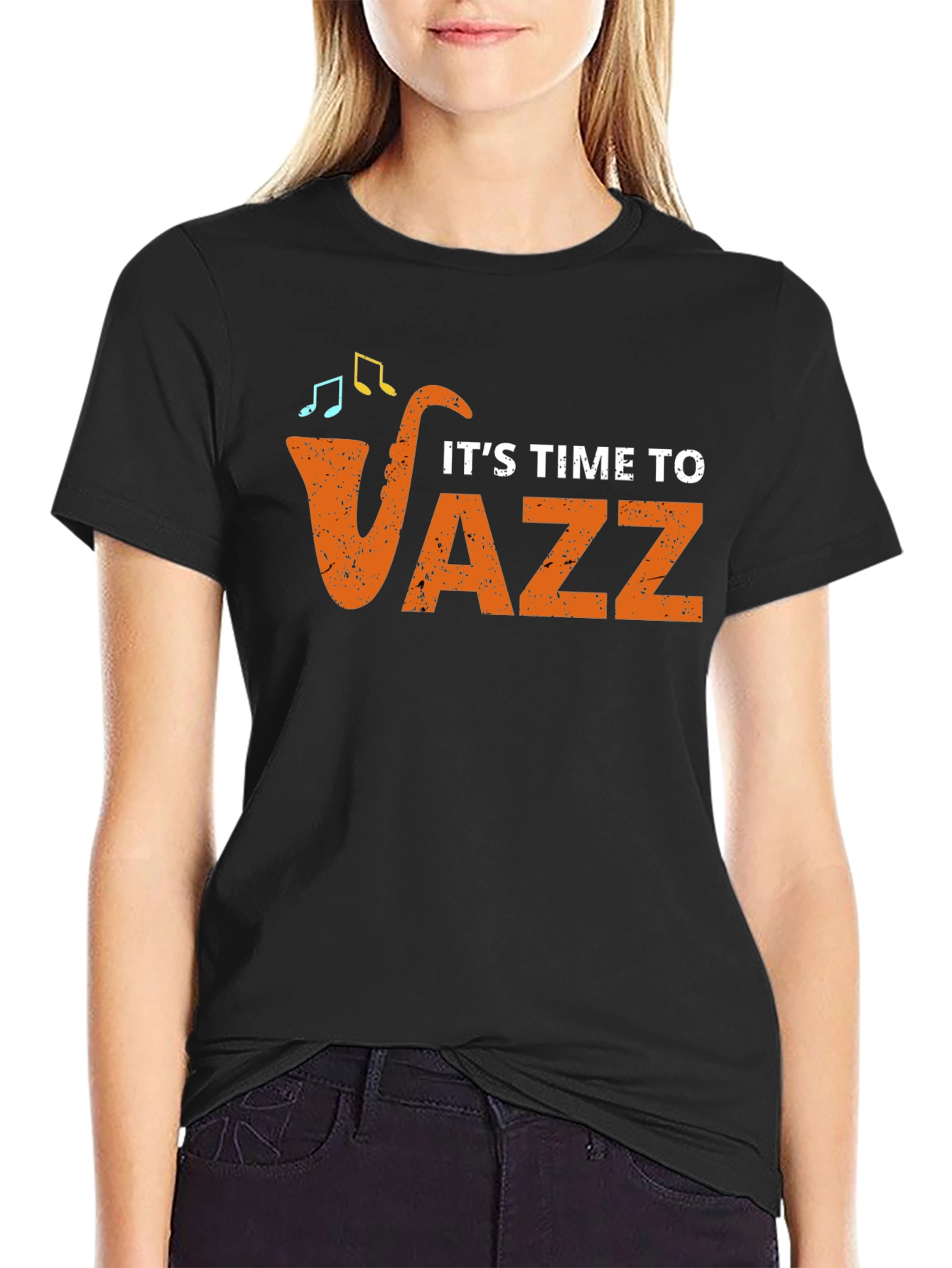 Its Time to Jazz Graphic Black T-Shirt