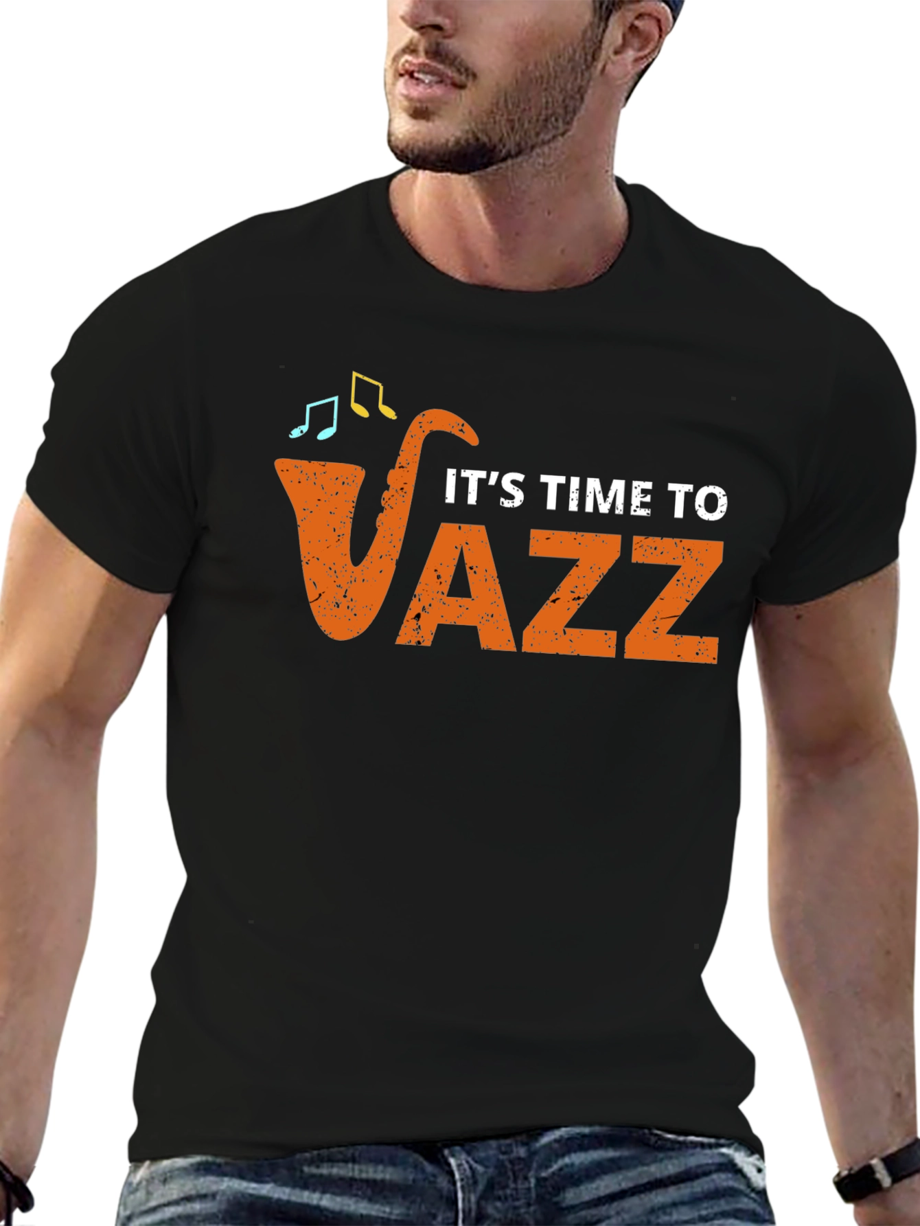 Its Time to Jazz Graphic Black T-Shirt