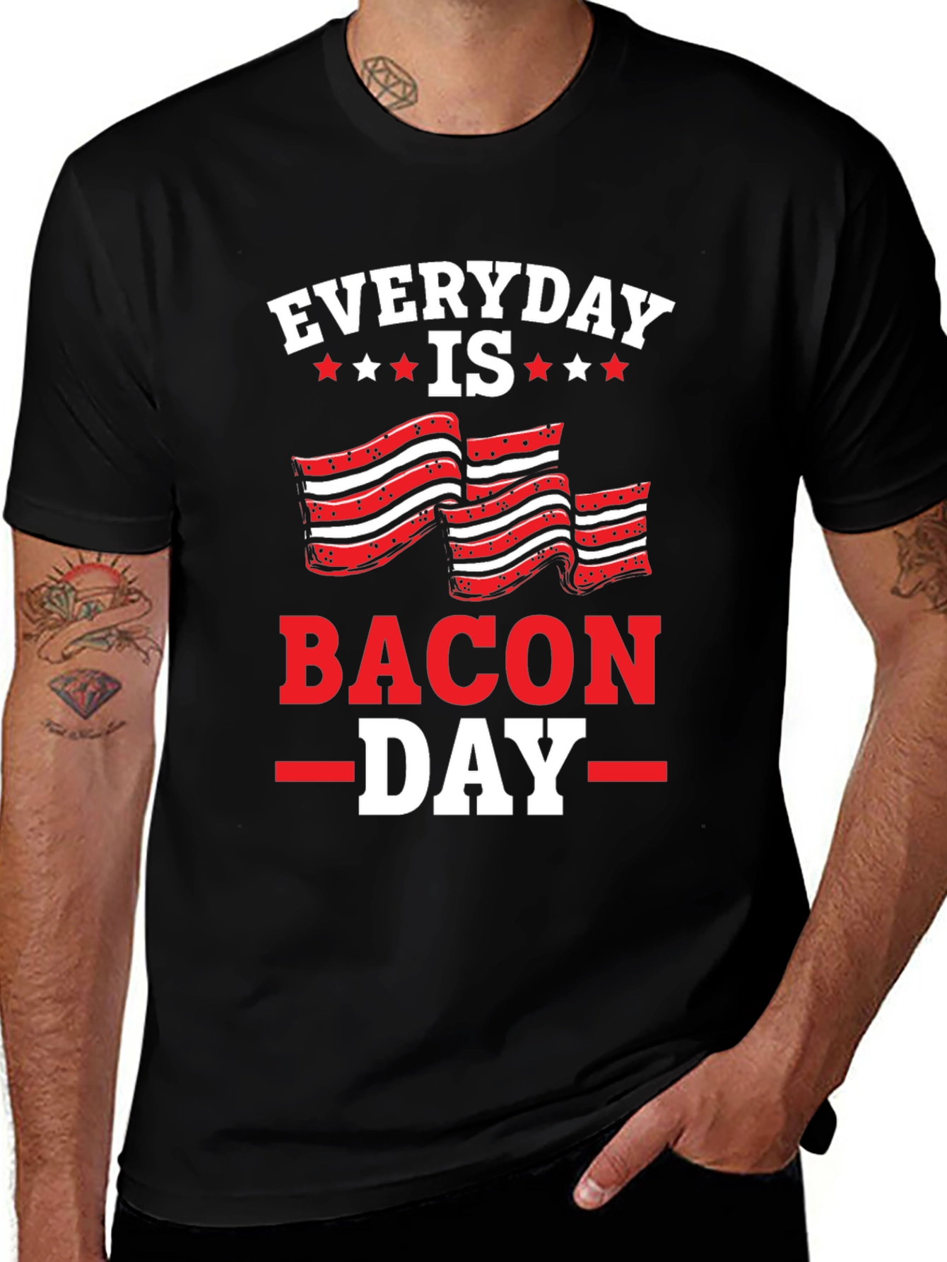 Everyday Is Bacon Day Black T-Shirt